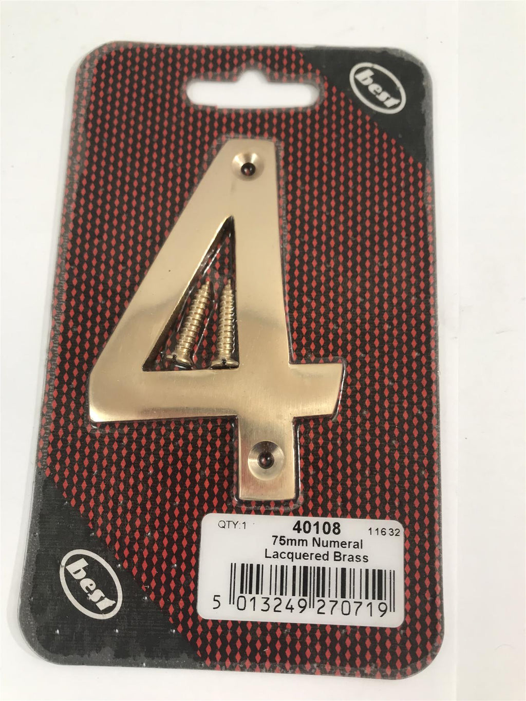 Best 75mm 3" Lacquered Brass No.4  with screws  -   40108