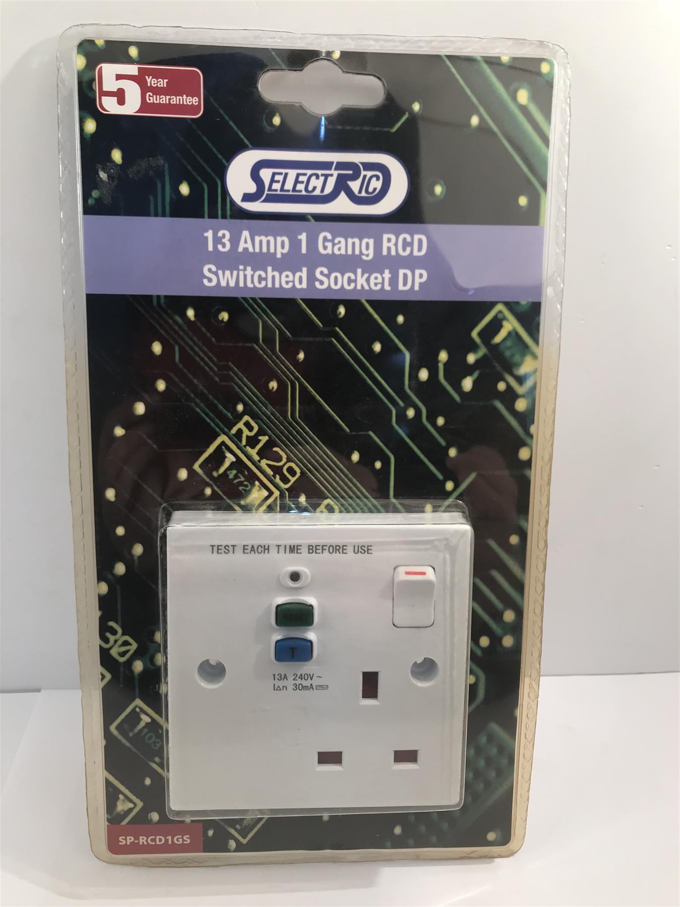 Selectric 13 Amp 1 Gang RCD Switched Socket DP  SP-RCD1GS