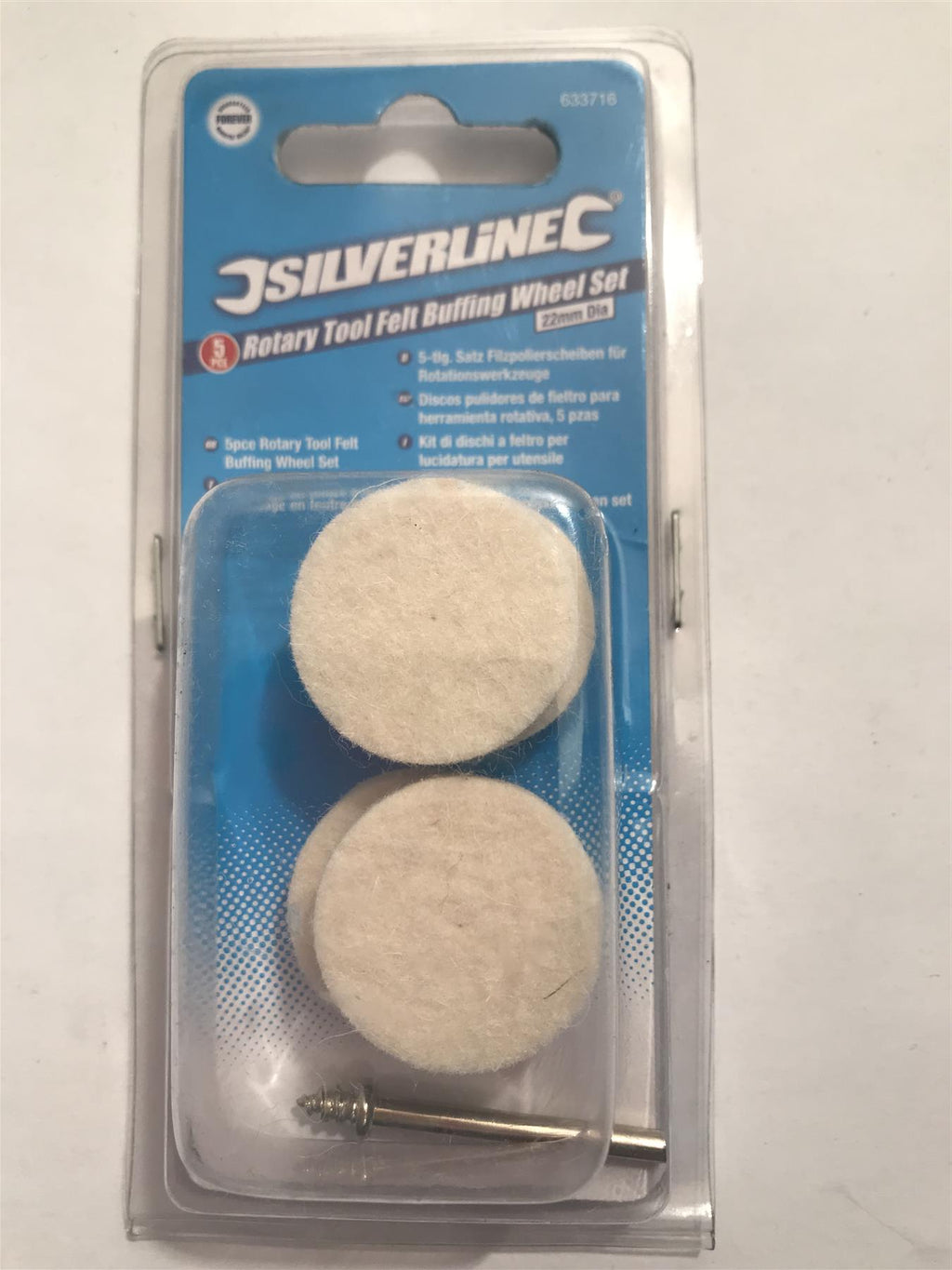 Silverline 5pc Rotary Tool Felt Buffing Wheel Set 22mm Dia 633716
