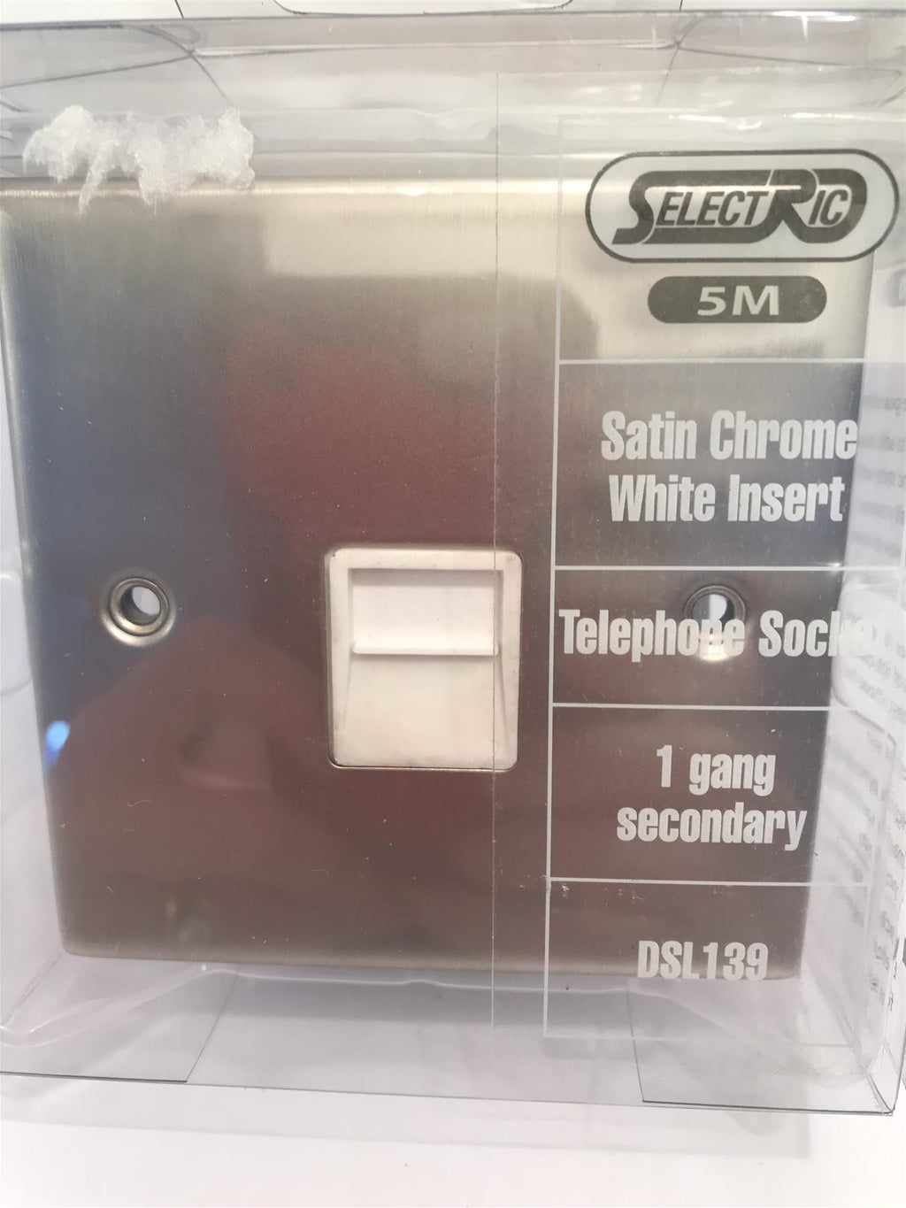 Satin Chrome White Insert Telephone Socket 1 Gang Secondary DSL139