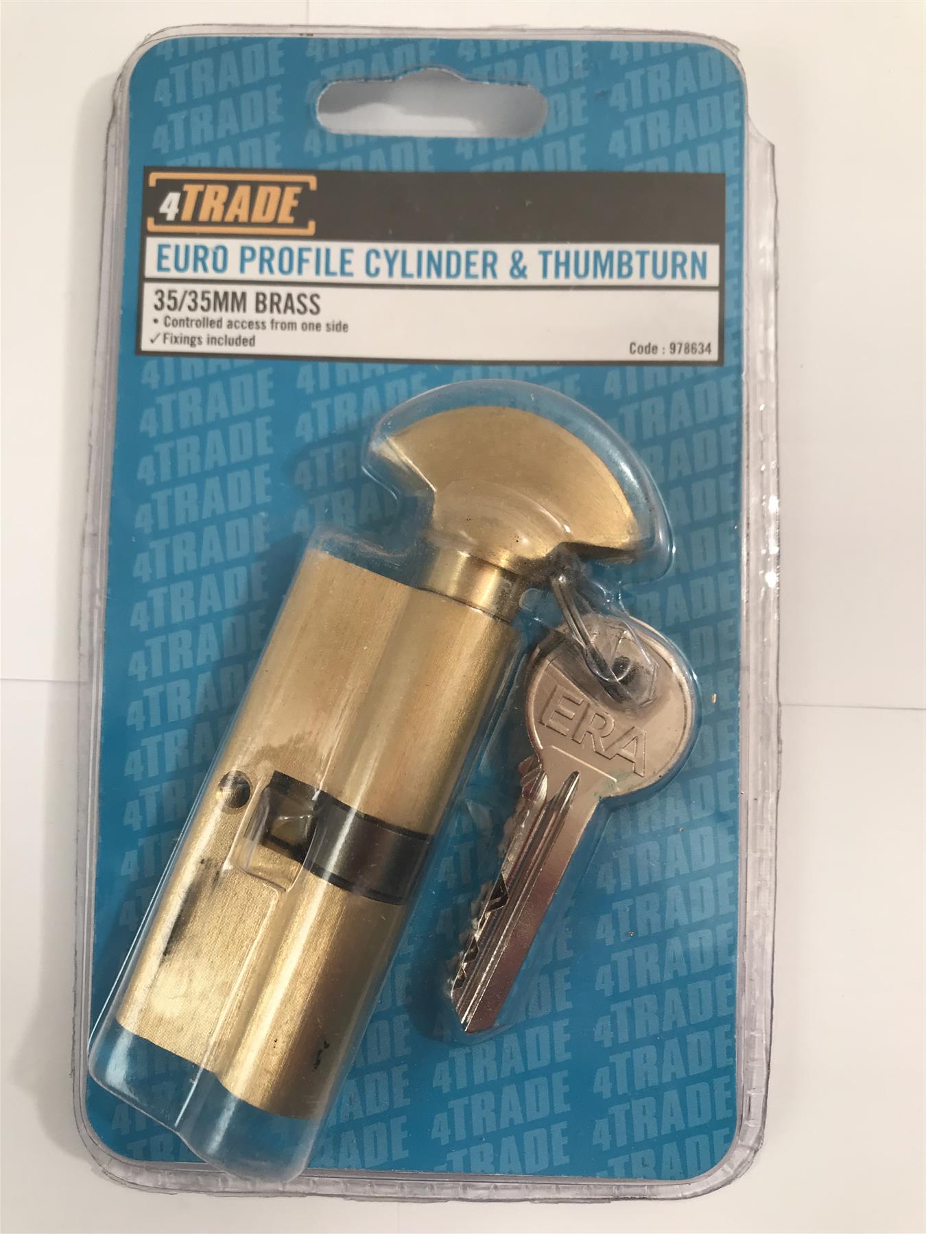 4trade Euro Profile Cylinder & Thumbturn 35/35 mm Brass 2 keys 978634