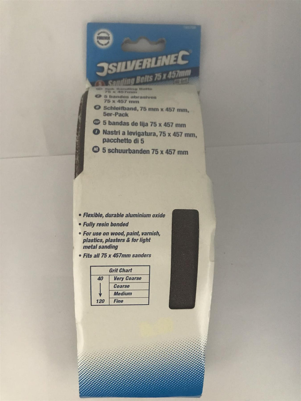 Silverline Sanding Belts 75 x 457 mm 5pk 60 Grit  185706