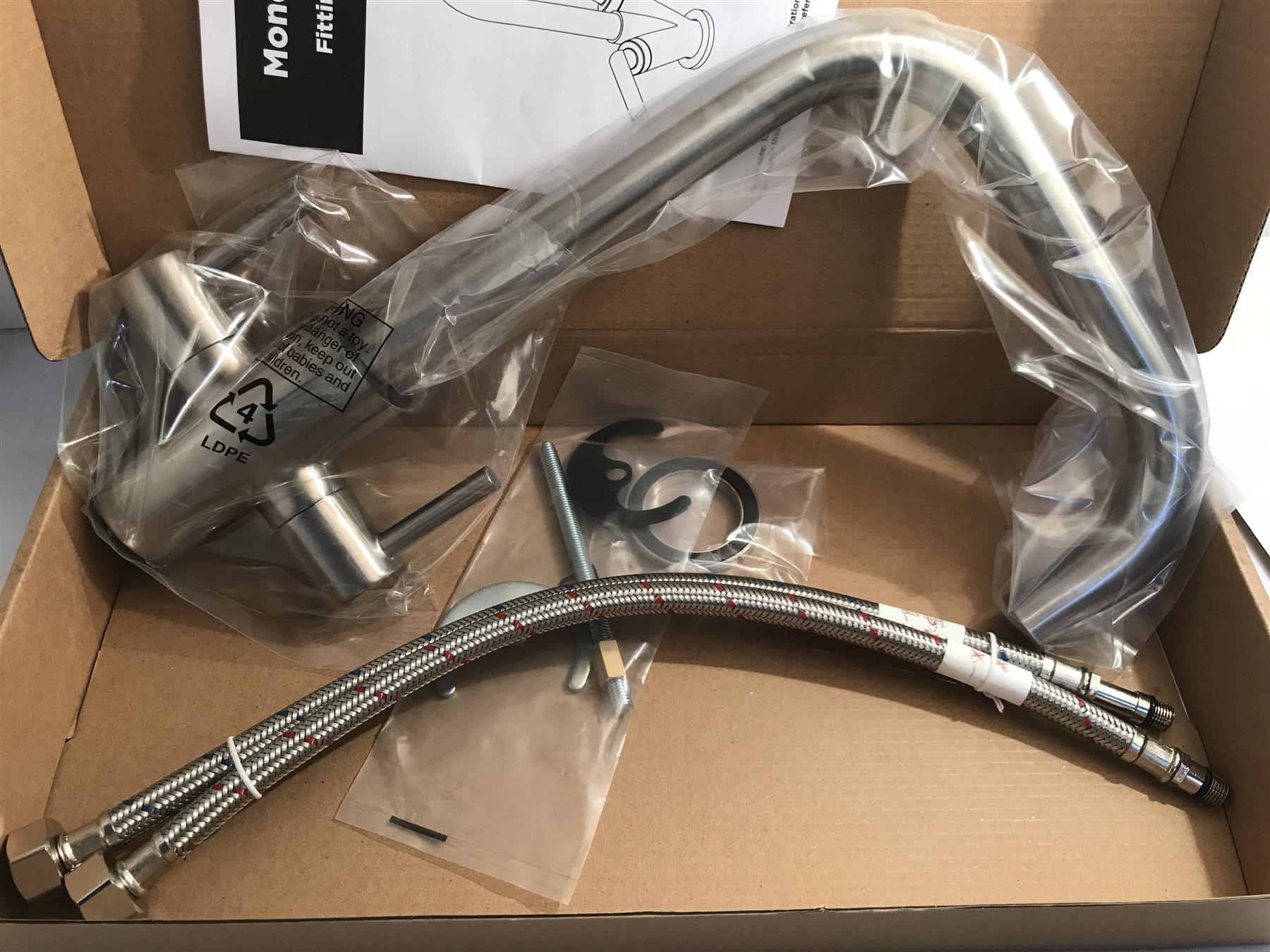 Colmar 546865 Monobloc Sink Mixer Tap Brushed Nickel