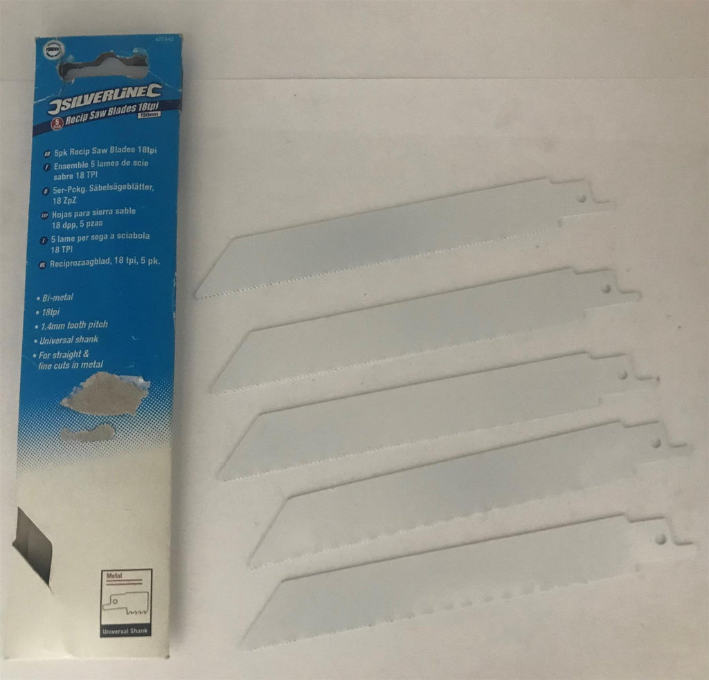 Silverline Recip Saw Blades 18 tpi, 150 mm - 5 Pack  427542