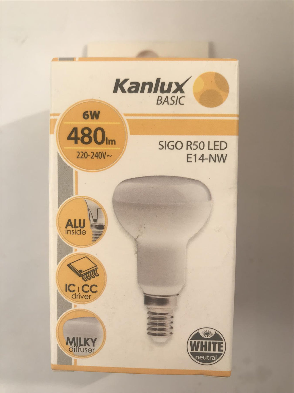 Kanlux Sigo R50 LED 6W E14-NW 480 lm 4000k (Milky Diffuser)  22736