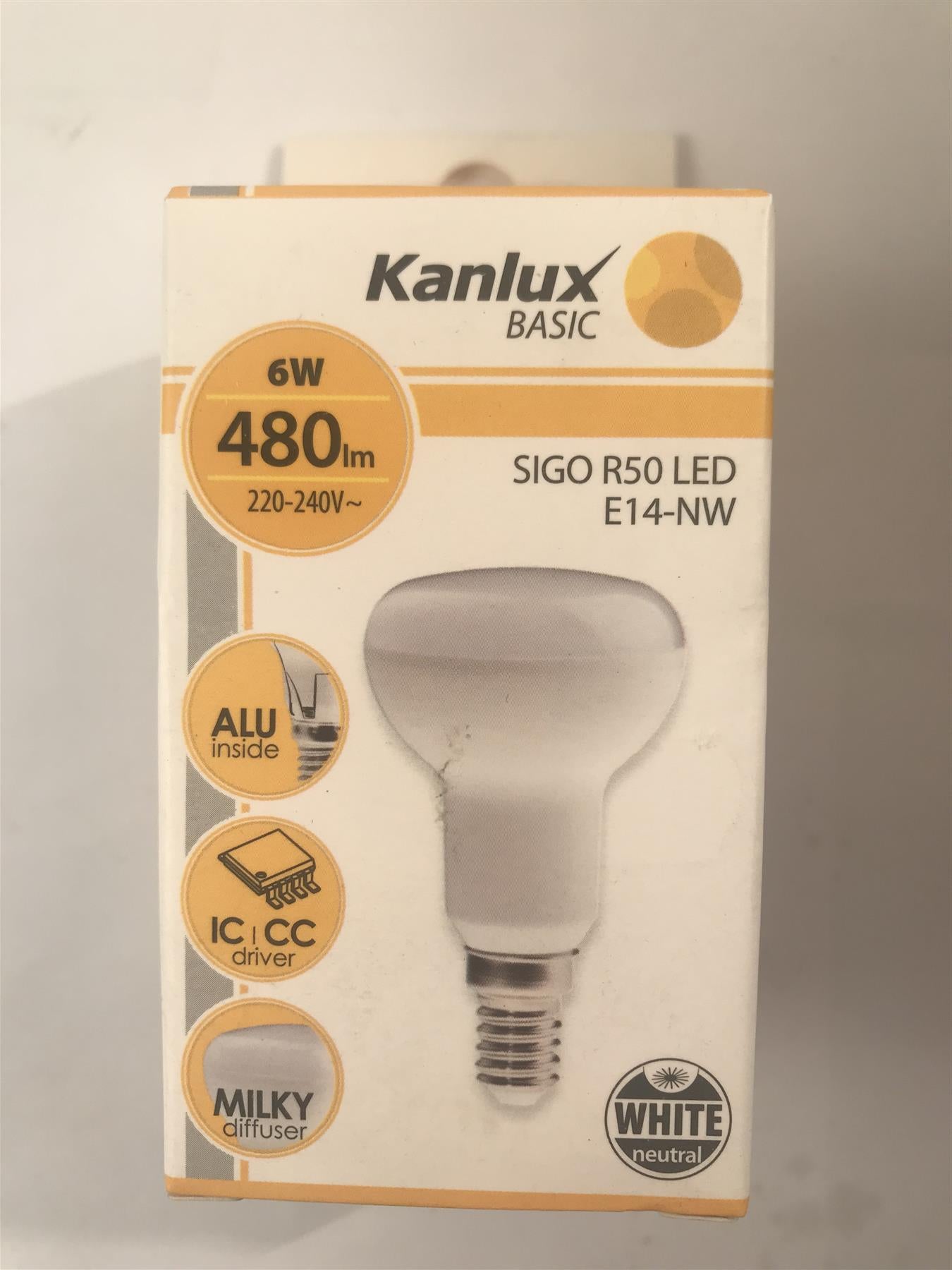 Kanlux Sigo R50 LED 6W E14-NW 480 lm 4000k (Milky Diffuser)  22736