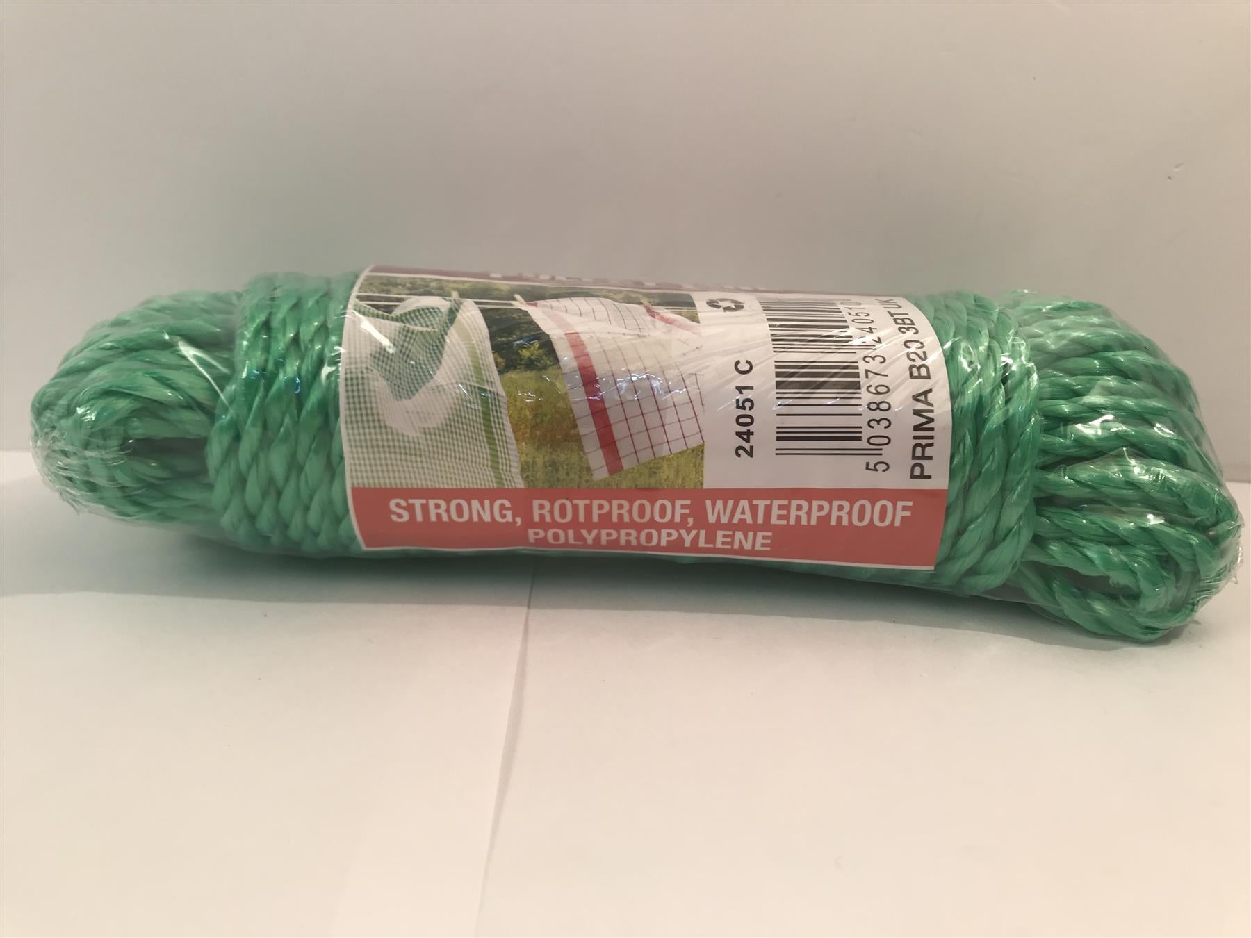 Prima Green 15m Poly rope Pulley Line, Strong, Rotproof, Waterproof
