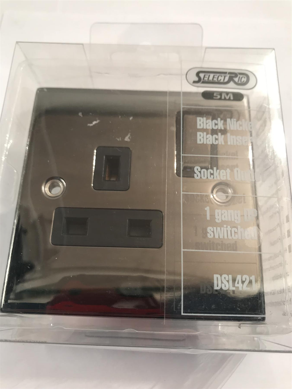 Selectric Black Nickel Socket Outlet 1 Gang DP Switched Black Insert  DSL421