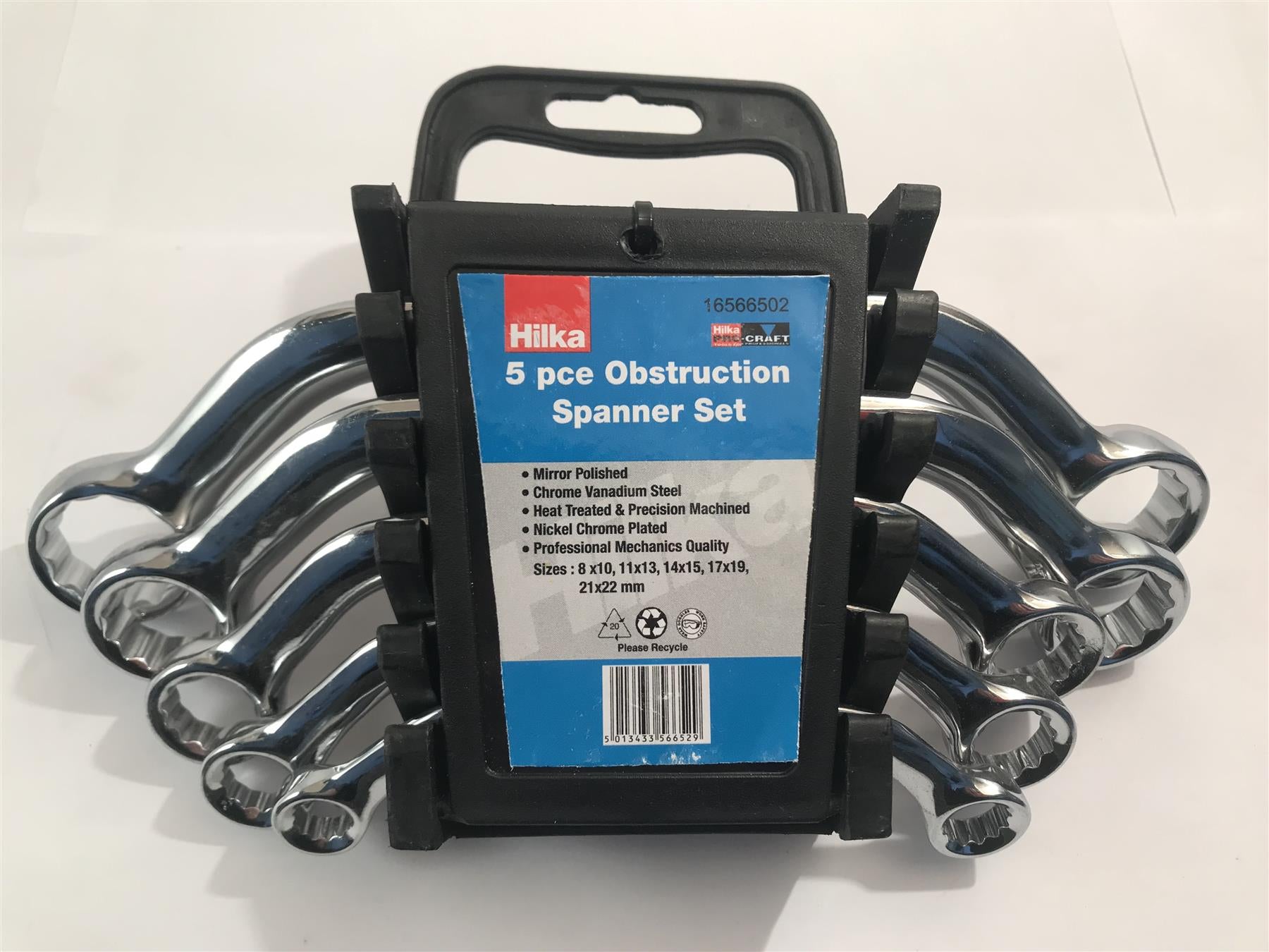 Hilka 5pc Obstruction Spanner Set 8x10, 11x13, 14x15, 19x19, 21x22mm 16566502