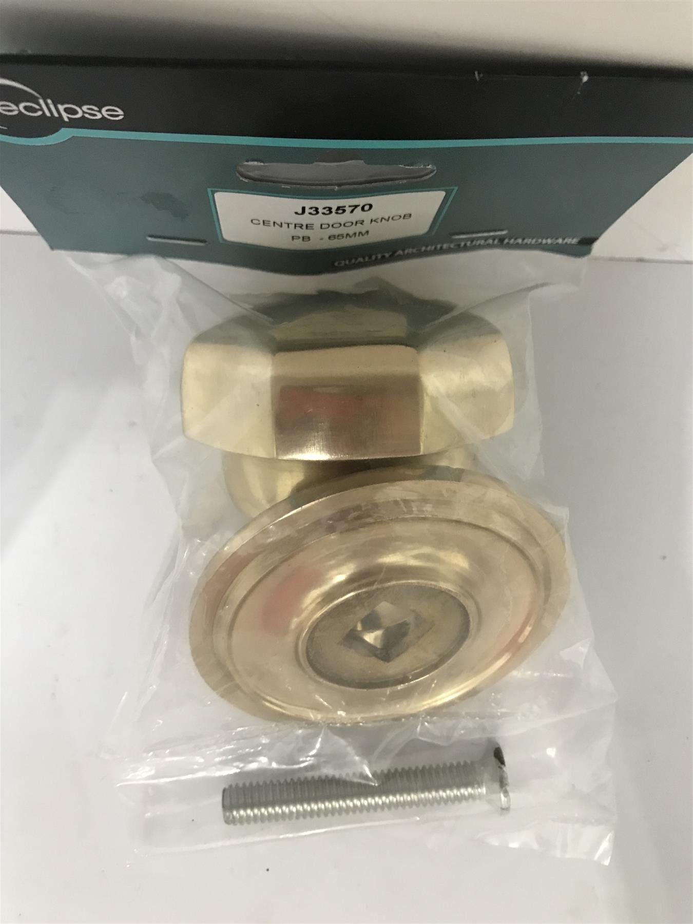 Octagonal Brass Centre Door Knob PB-65mm  J33570