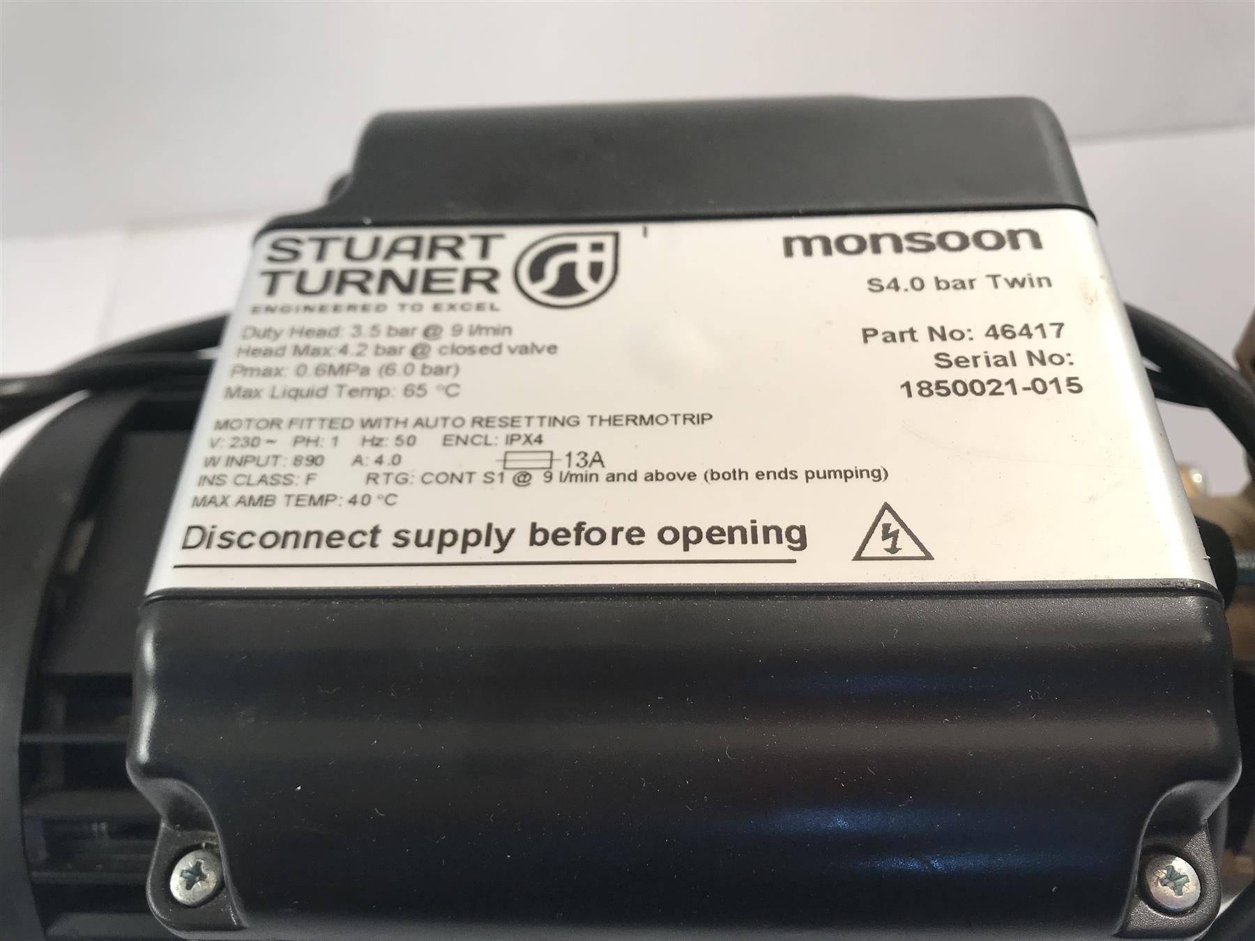 Stuart Turner 46417 Monsoon Standard 4.0 bar Twin Shower and House Pumps