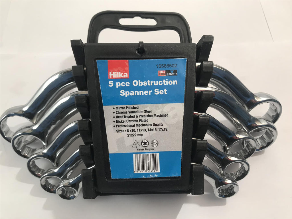 Hilka 5pc Obstruction Spanner Set 8x10, 11x13, 14x15, 19x19, 21x22mm 16566502