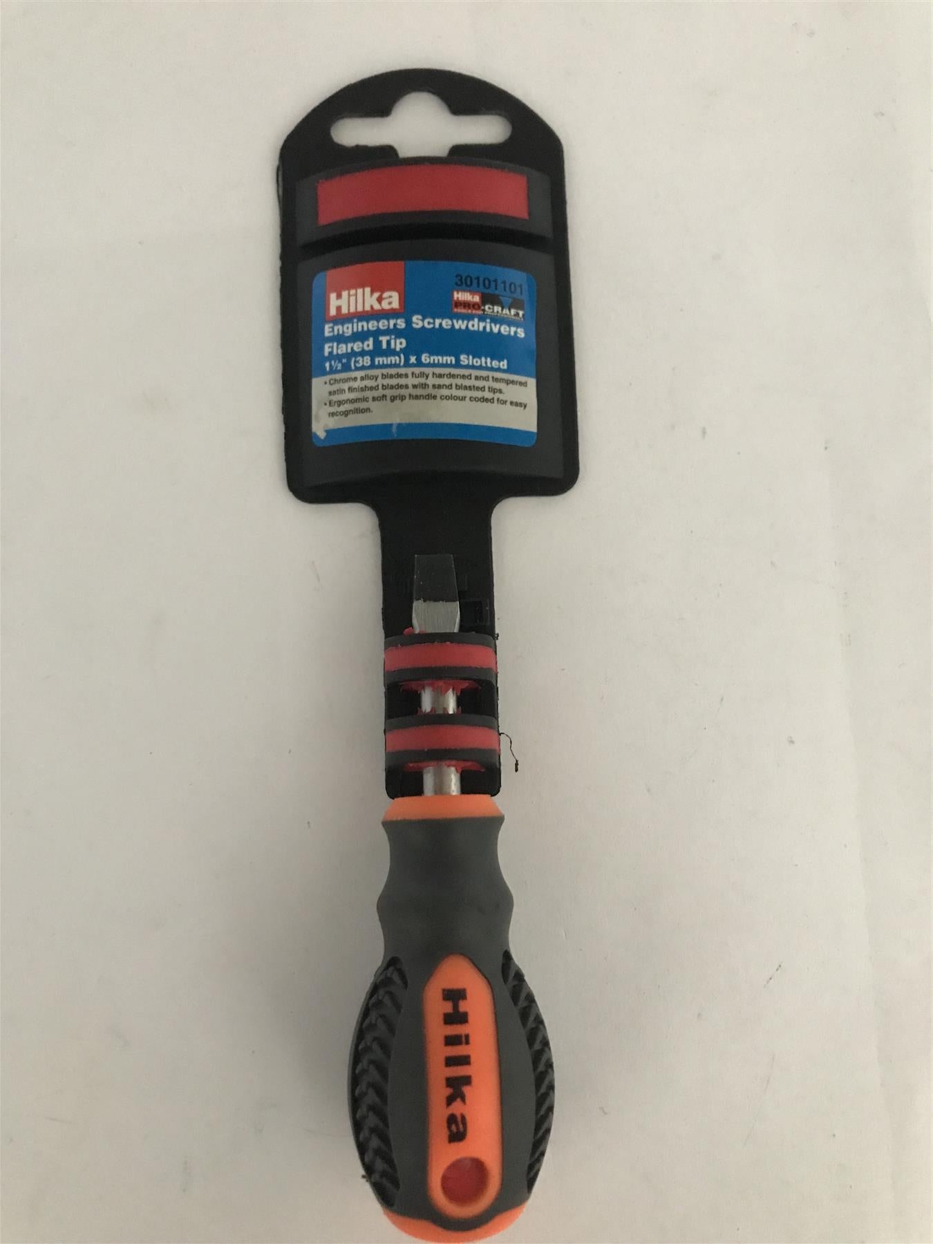 Hilka 1 1/2" (38mm) x 6mm Slotted Engineers Screwdriver Flared Tip 30101101