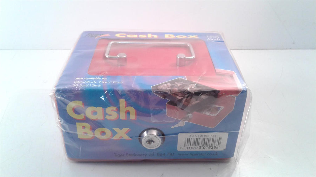 Red 150x120x75mm Cash Boxes Money Box Holder Metal Handle Security Safe Key Lock