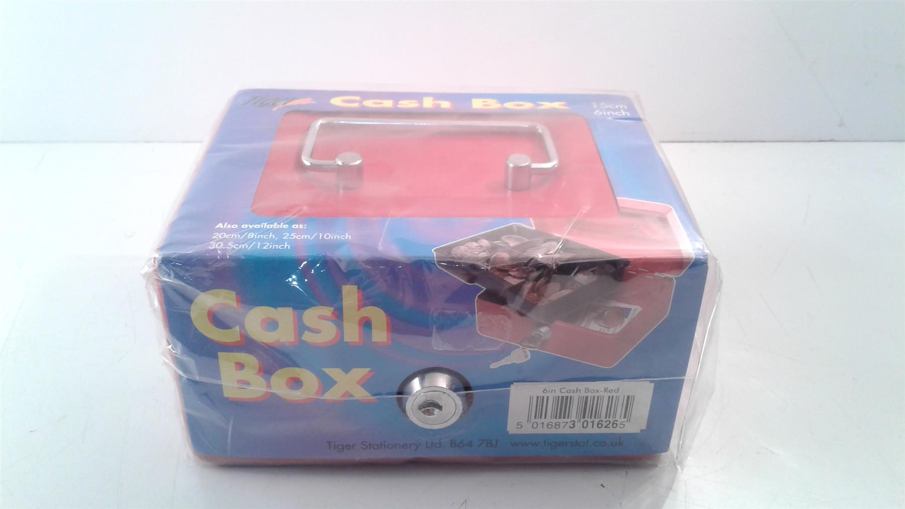 Red 150x120x75mm Cash Boxes Money Box Holder Metal Handle Security Safe Key Lock
