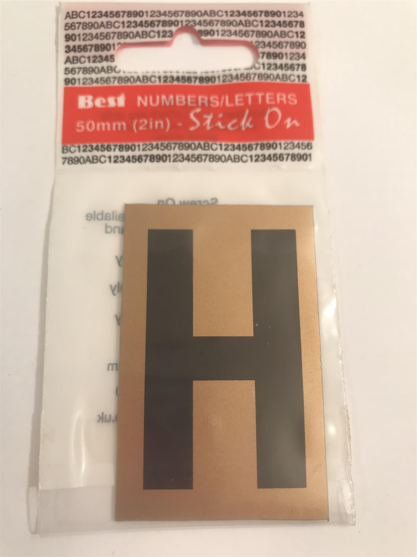 Best Gold/Black Letter H Self Adhesive 1" x 2"