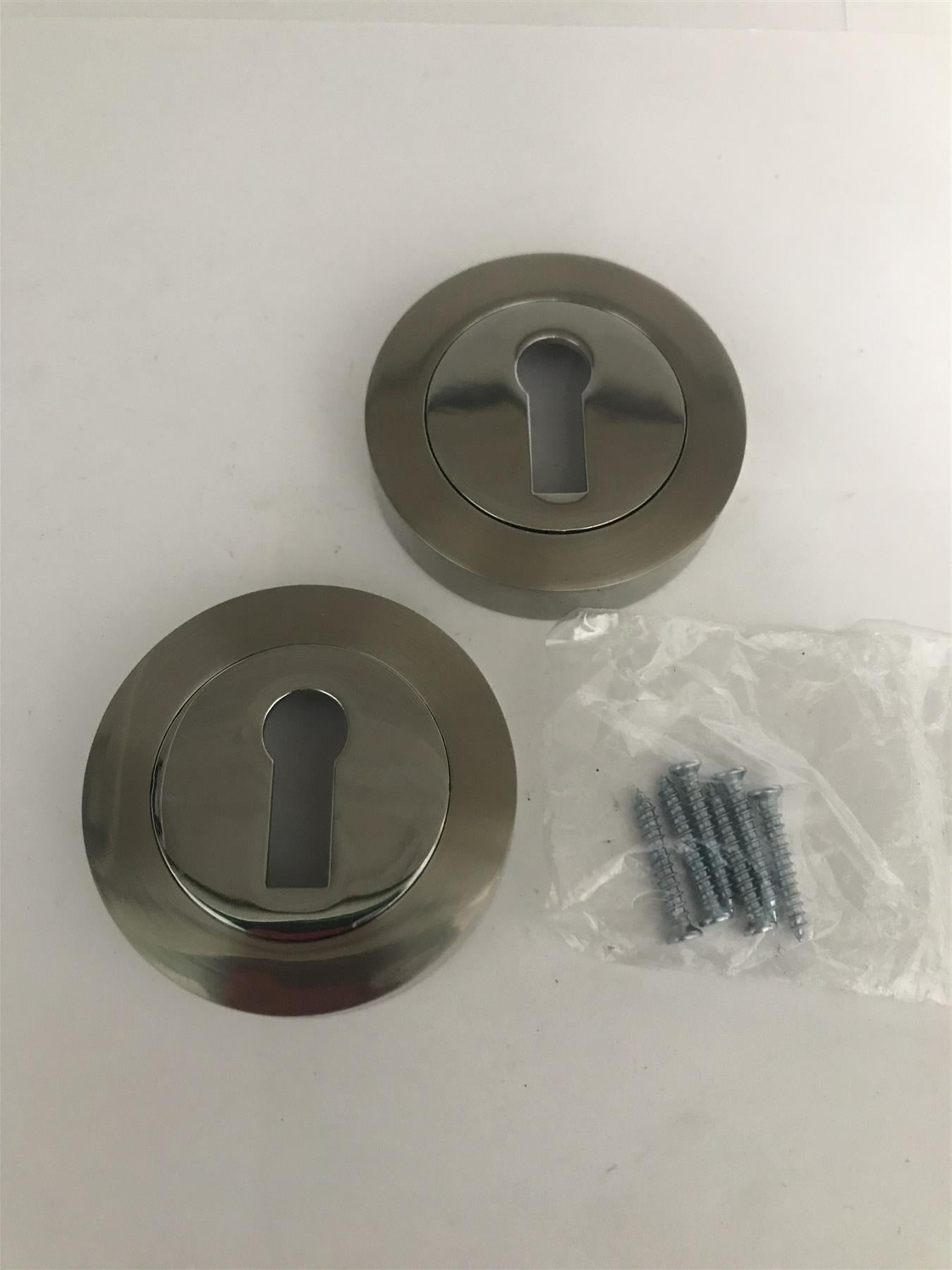 Keyhole Escutcheon Chrome Polished/Satin Nickel  IH ESC.STD.CP/SN 2 Pack