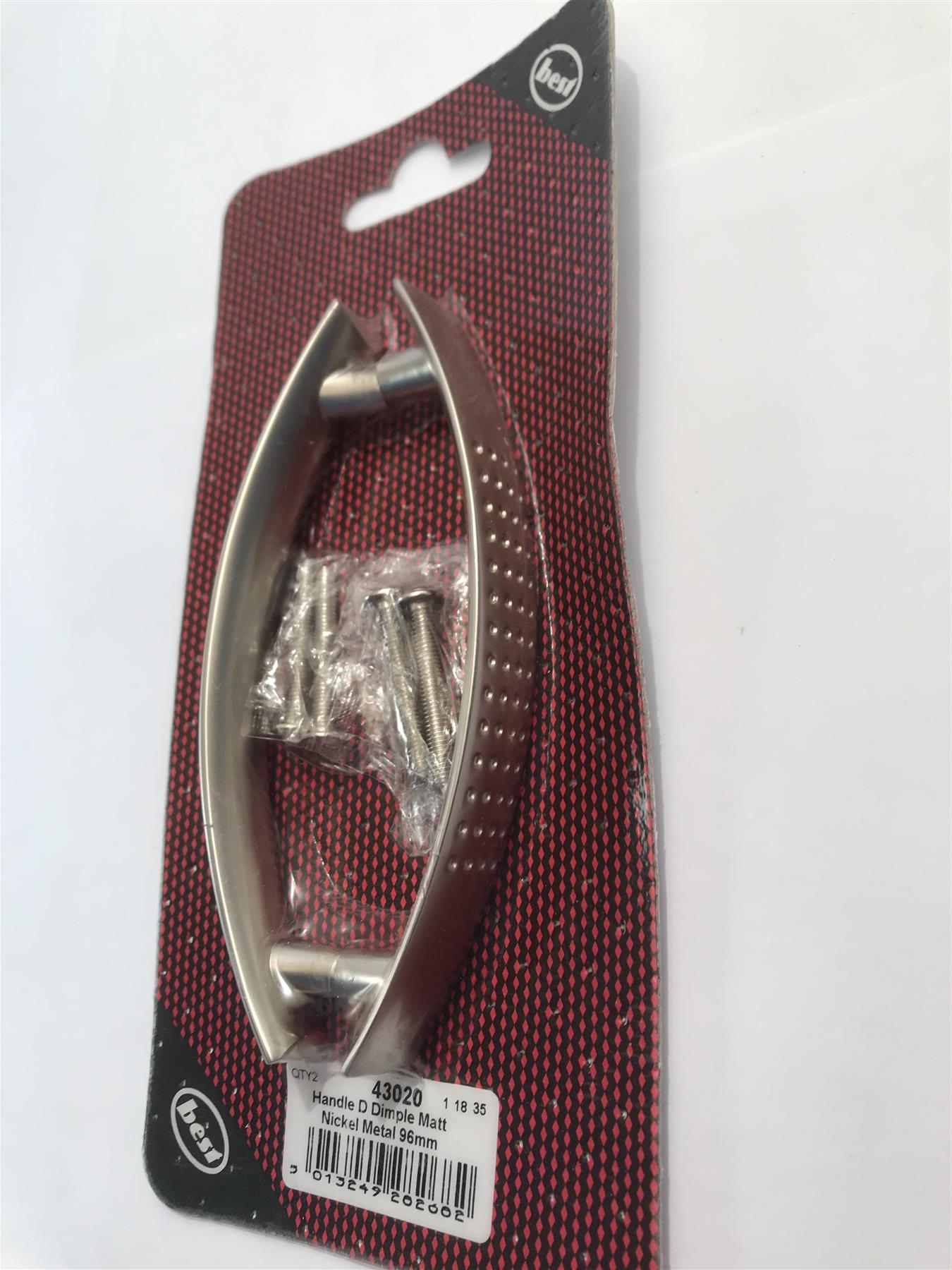 2 x Dimpled D Style Metal Handle Matt Nickel 96mm