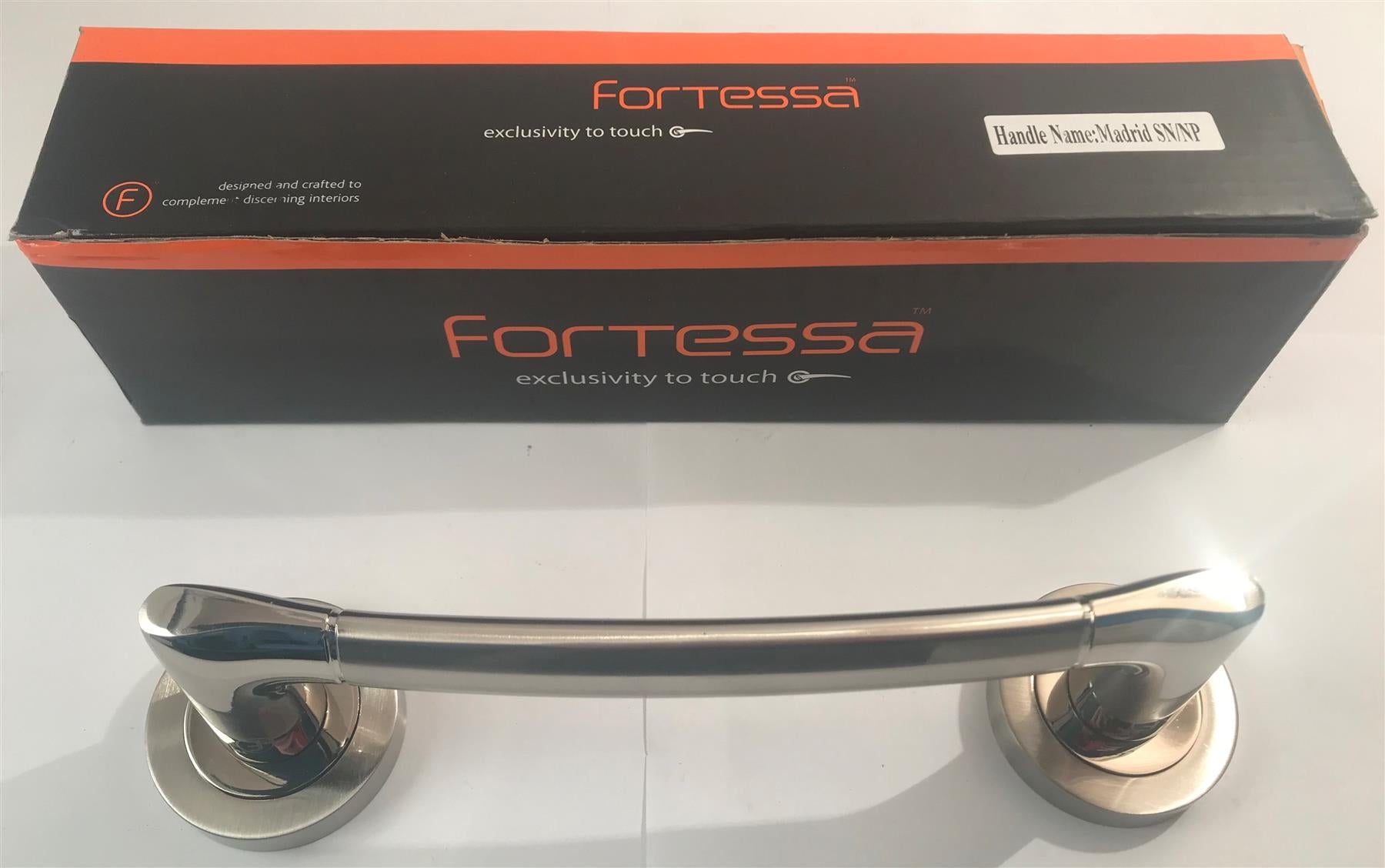 Fortessa FACMAD-SN/NP Madrid Door Handle Satin Nickel/Nickel Polished
