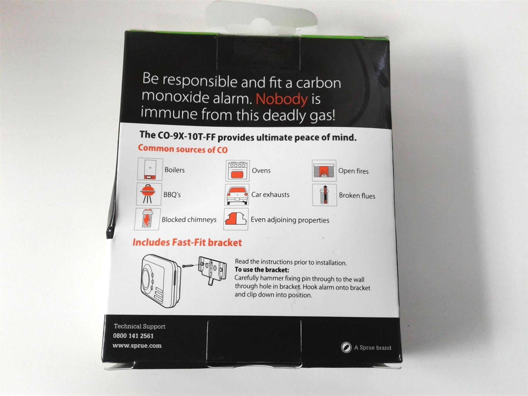 Carbon Monoxide Detector Fire Angel CO Alarm 10 Year CO-9X-10T-FF Fireangel LED