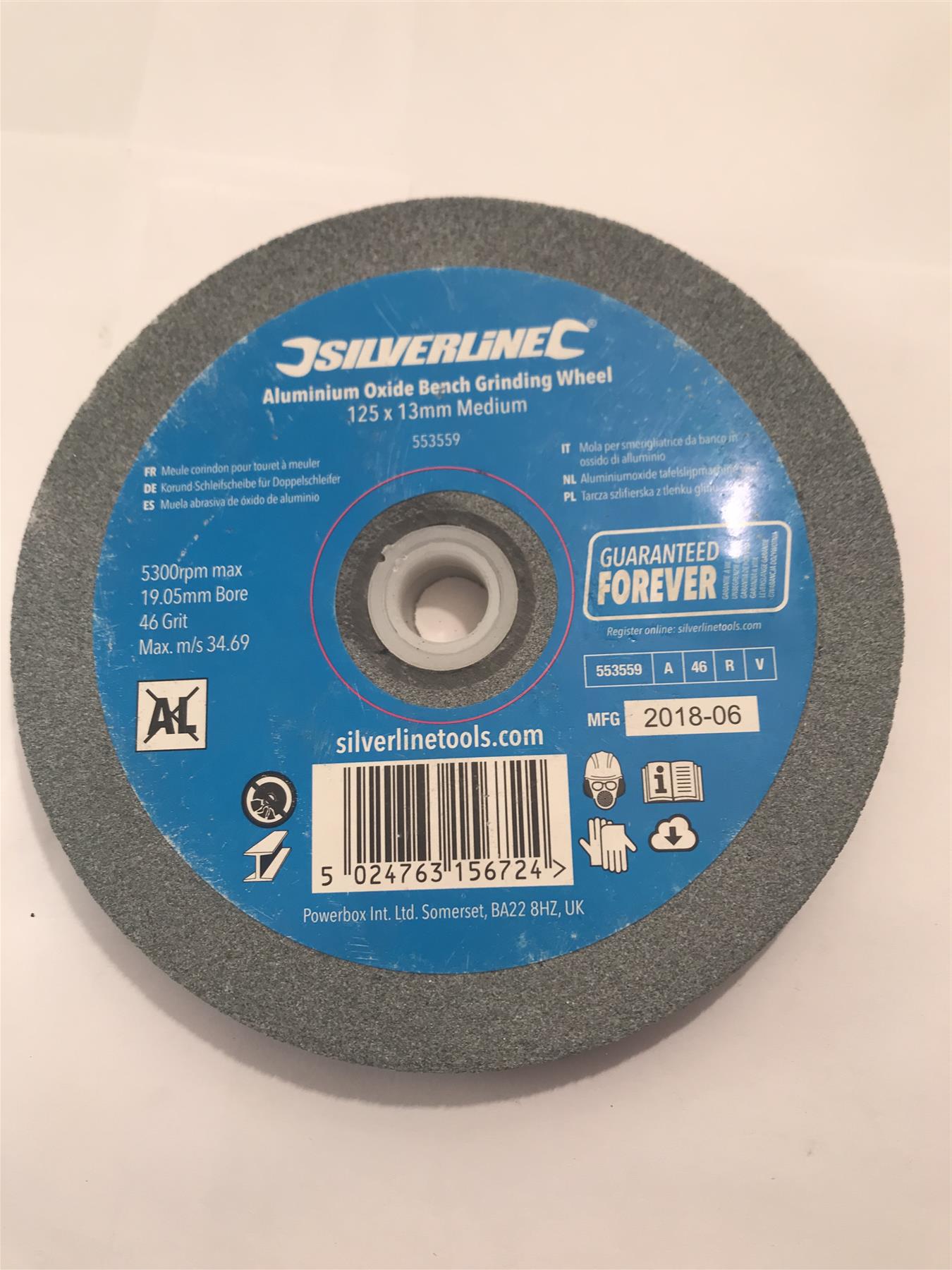 Silverline Aluminium Oxide Bench Grinding Wheel 125 x 13mm Medium 553559