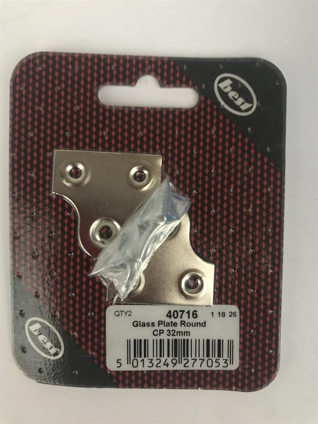 Best 32mm Glass Hanging Plate Round Chrome Plated (2 Pk) 40716