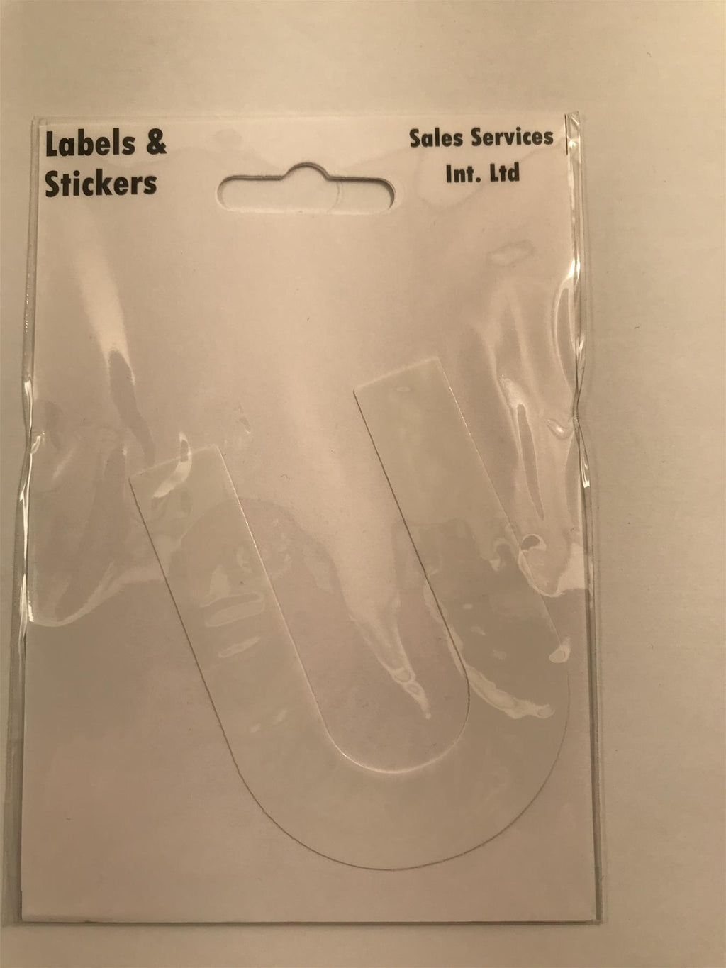 White Letter U Self  Adhesive Waterproof Sticker 8 x 6cm