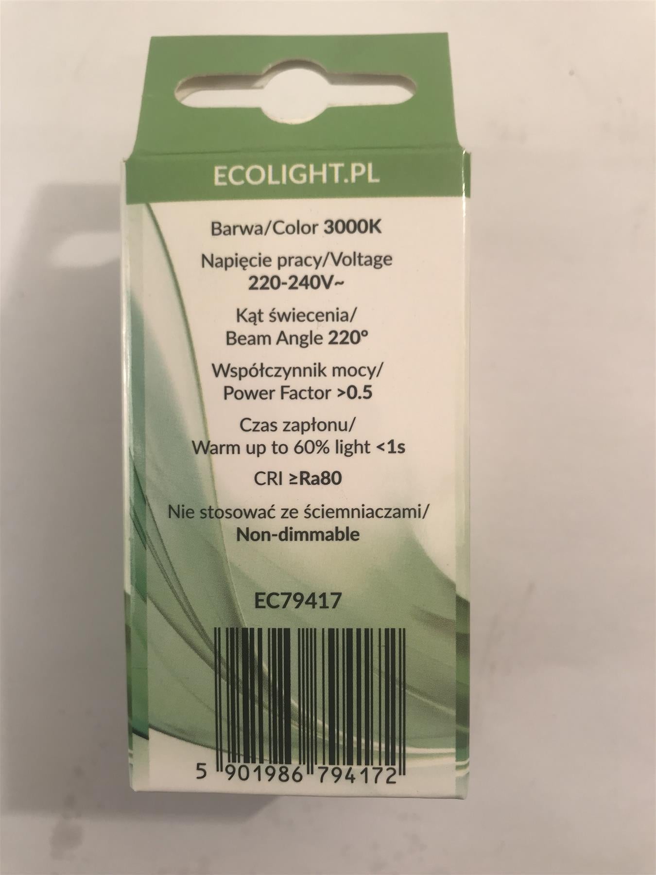 Ecolight B22/BC LED 5W 425lm3000k Warm White Golf Ball Bulb EC79417