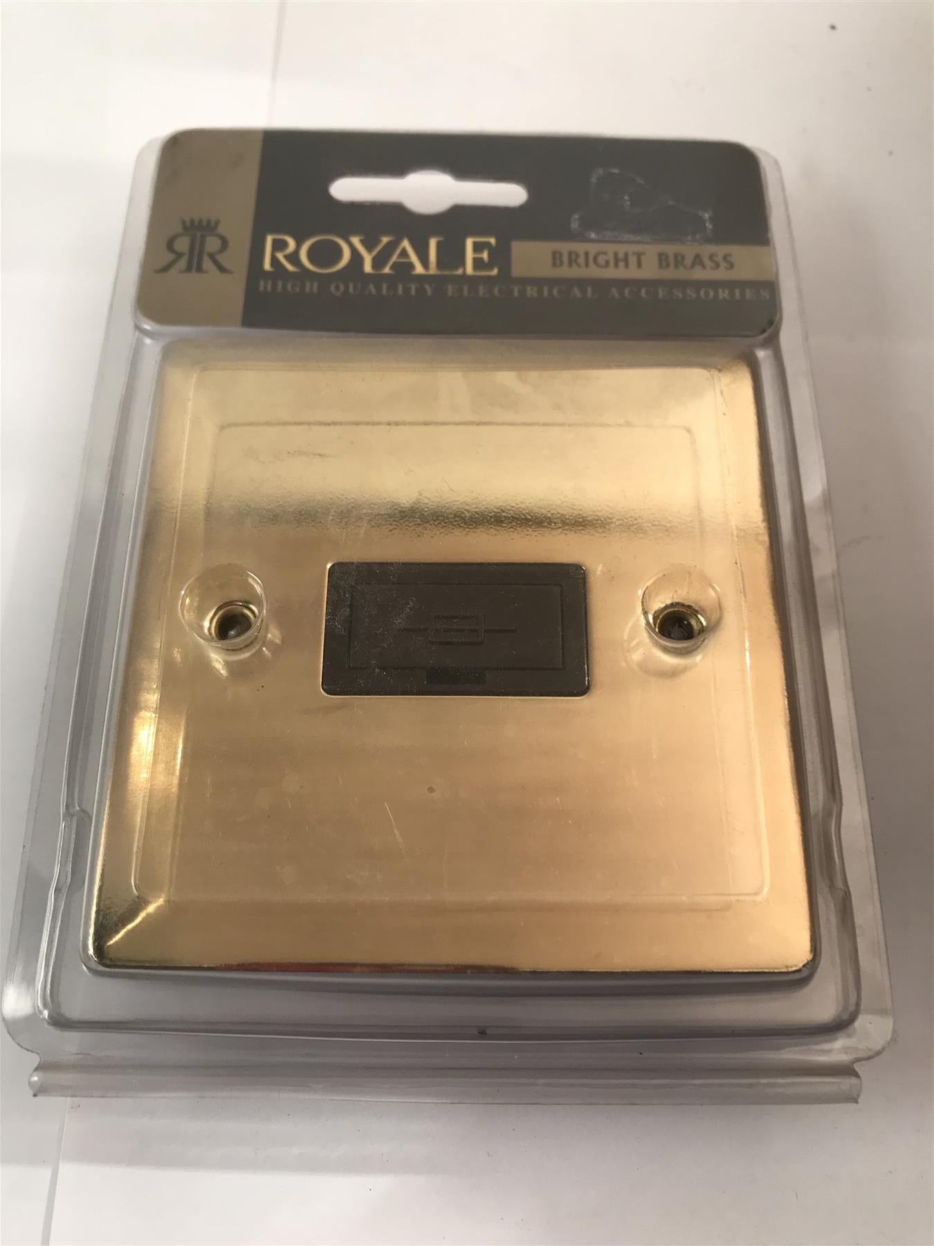 Royale 13a Fused Spur Flat Plate Polished Brass Black Insert  ZFBP19