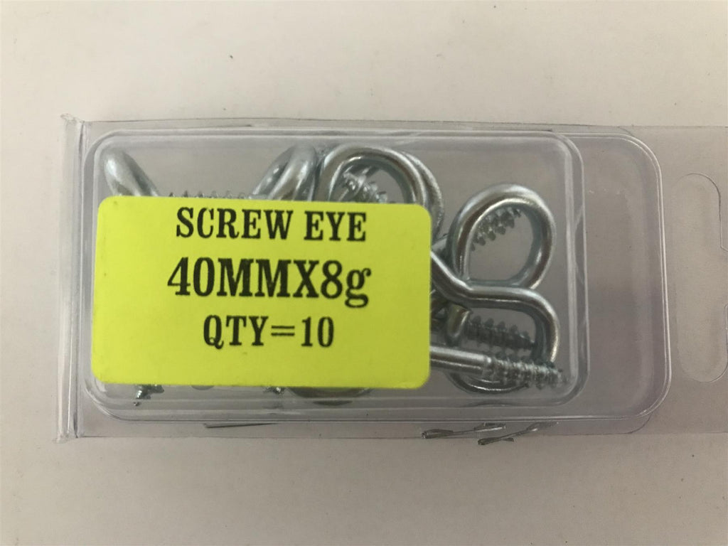 Screw In Eye Eyelet Hooks 40mm x 8g (Pack 10)