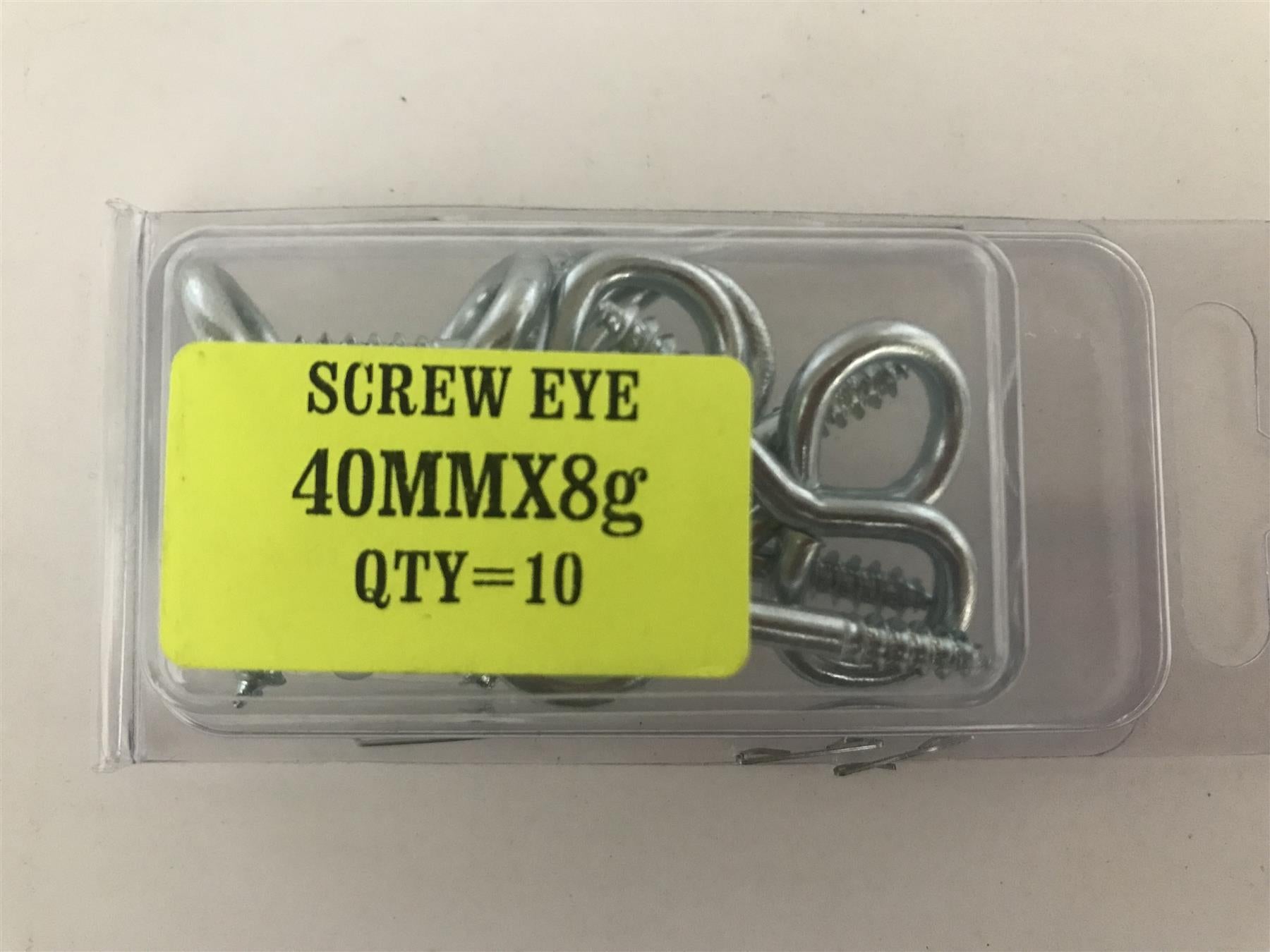 Screw In Eye Eyelet Hooks 40mm x 8g (Pack 10)