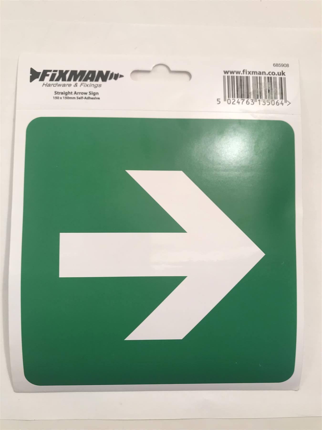 Fixman 685908 Self-Adhesive Straight Arrow Sign 150 x 150mm