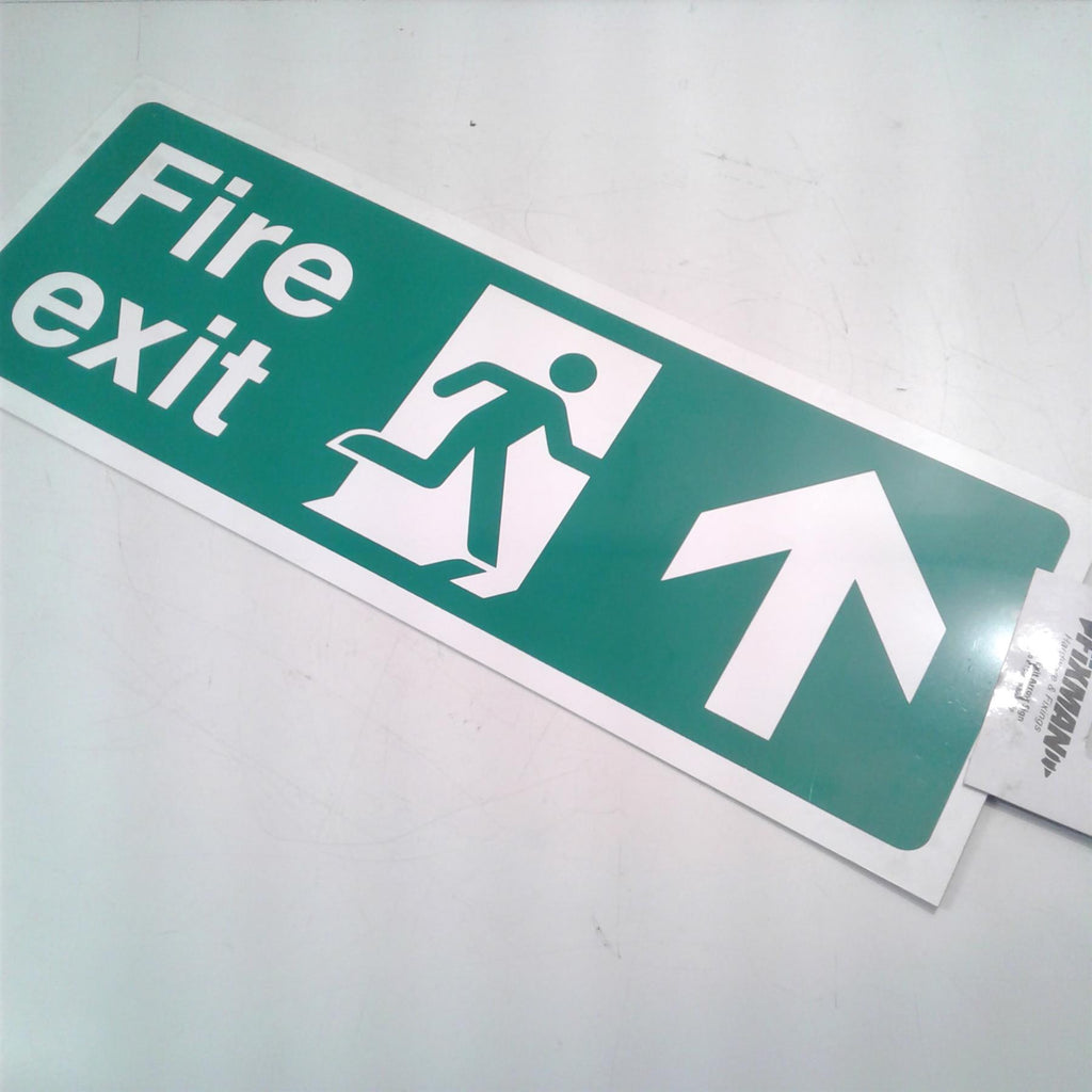 Fire Exit Arrow Sign 400 x 150mm Rigid Up Signage Safety Signs