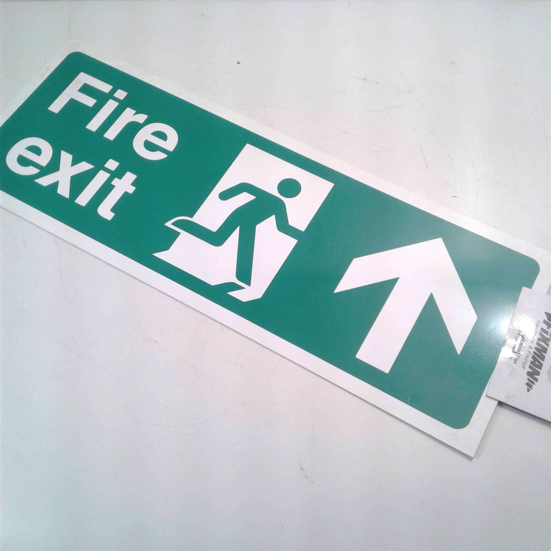 Fire Exit Arrow Sign 400 x 150mm Rigid Up Signage Safety Signs