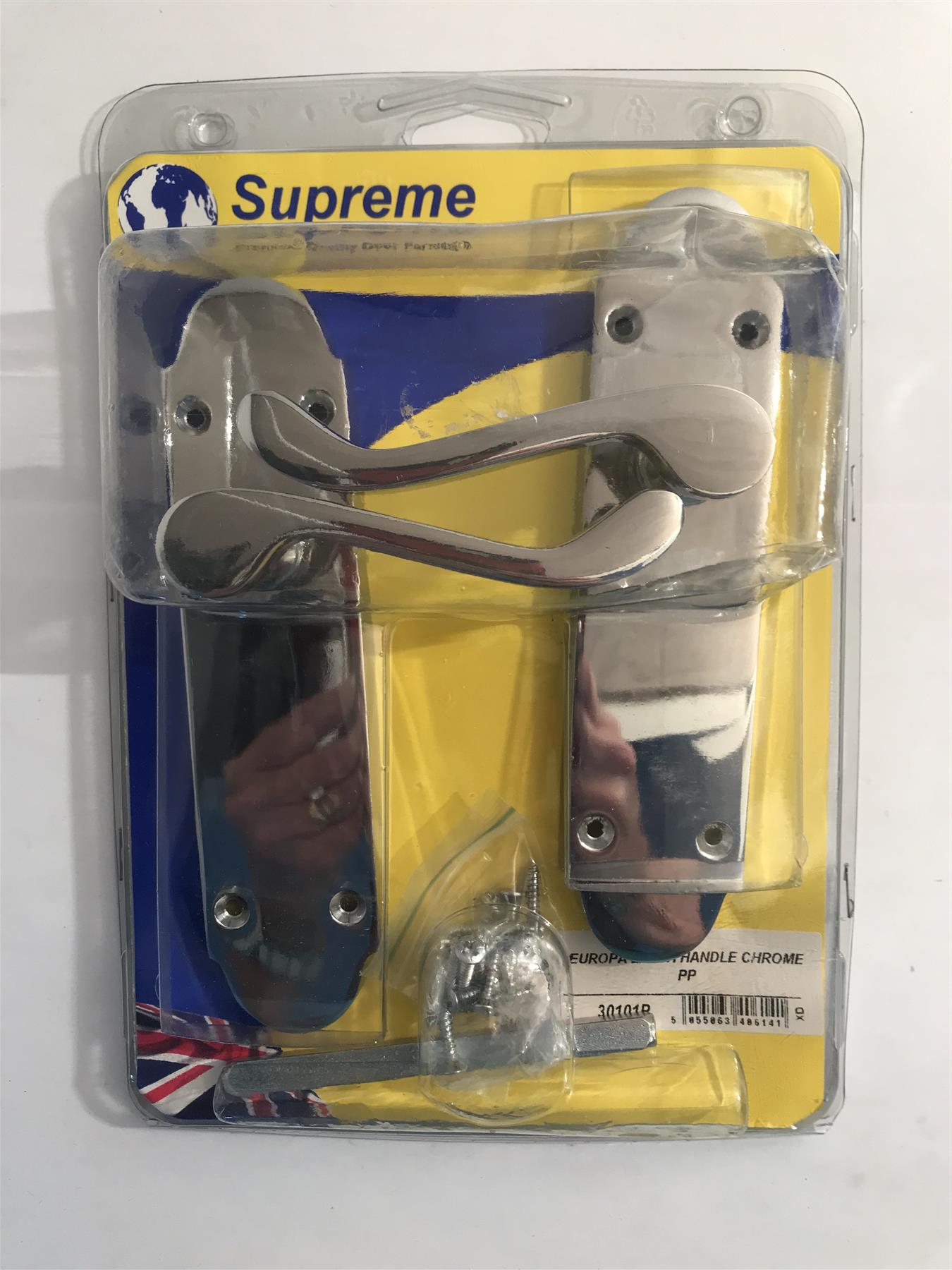 Supreme Europa Scroll Door Latch Handles - Polished Chrome 170mm  30101P