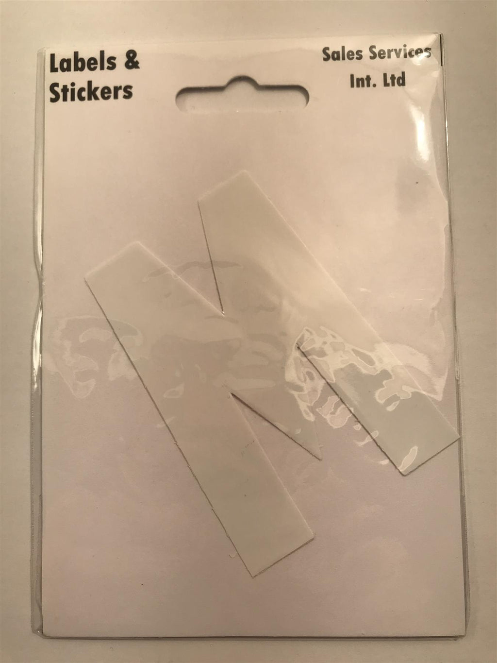 White Letter M Self  Adhesive Waterproof Sticker 8 x 6cm