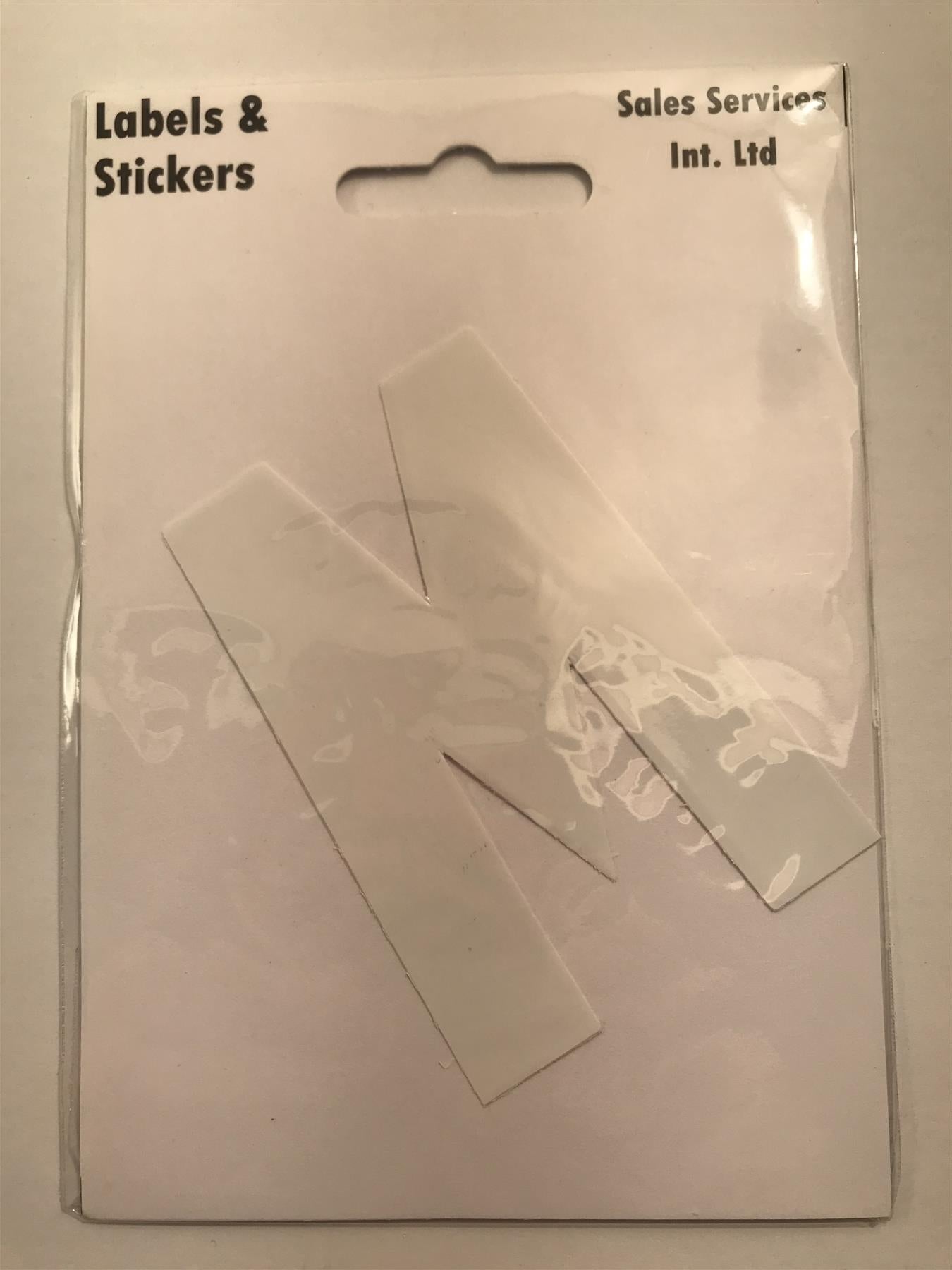 White Letter M Self  Adhesive Waterproof Sticker 8 x 6cm