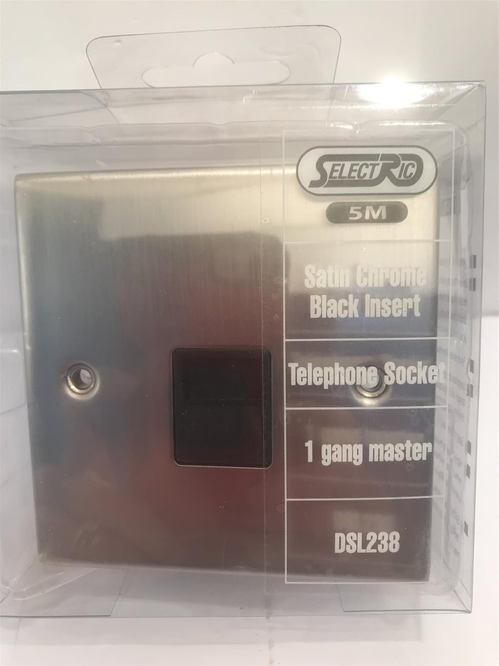 Satin Chrome Black Insert Telephone Socket 1 Gang Master DSL238