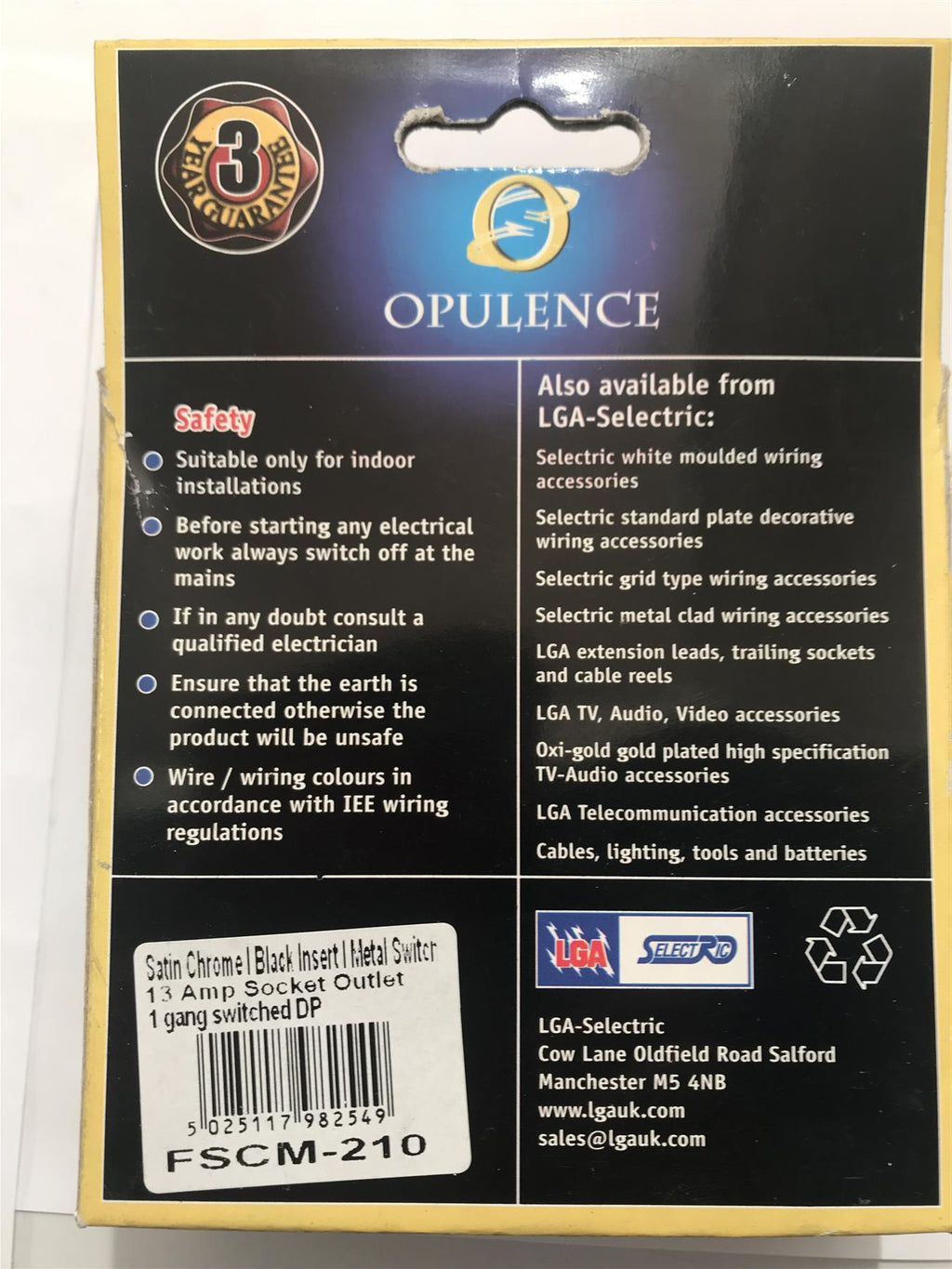 Opulence 13 Amp 1 Gang Switched DP Socket Satin Chrome Black Insert FSCM-210