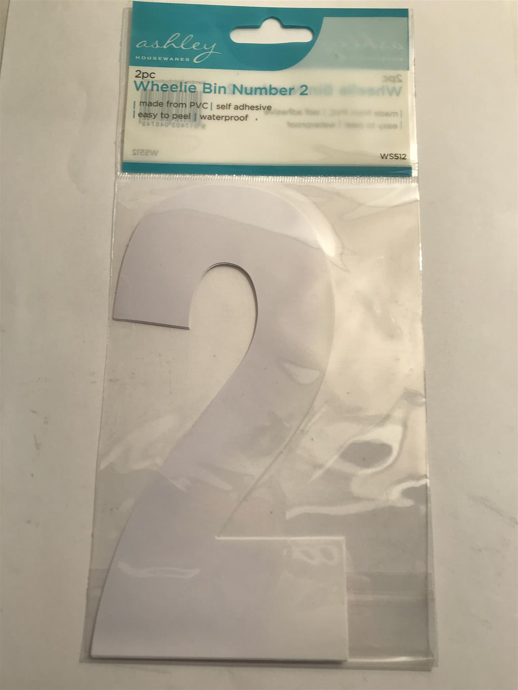 Ashley 2 Pack White Self Adhesive Wheelie Bin Sticker Number 2  WS512