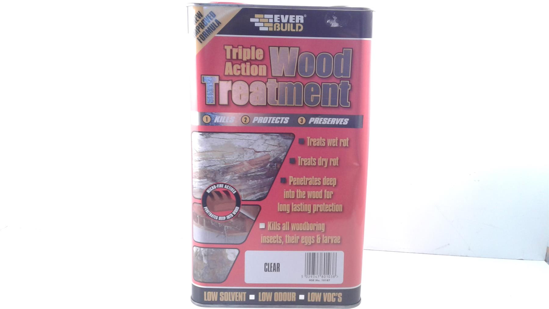 Everbuild Triple Action Wood Treatment | Preserver Dry & Wet Rot Decay 5L New