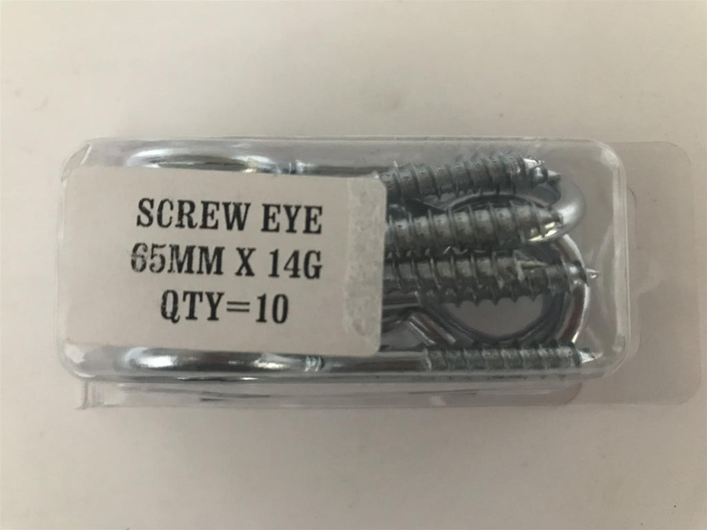 Screw In Eye Eyelet Hooks 65mm x 14g (Pack 10)