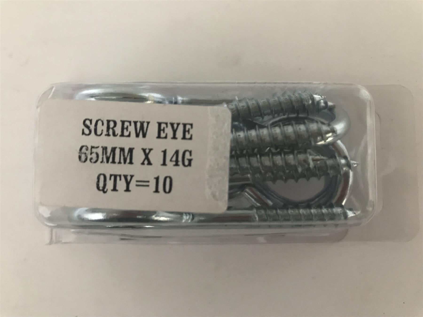 Screw In Eye Eyelet Hooks 65mm x 14g (Pack 10)