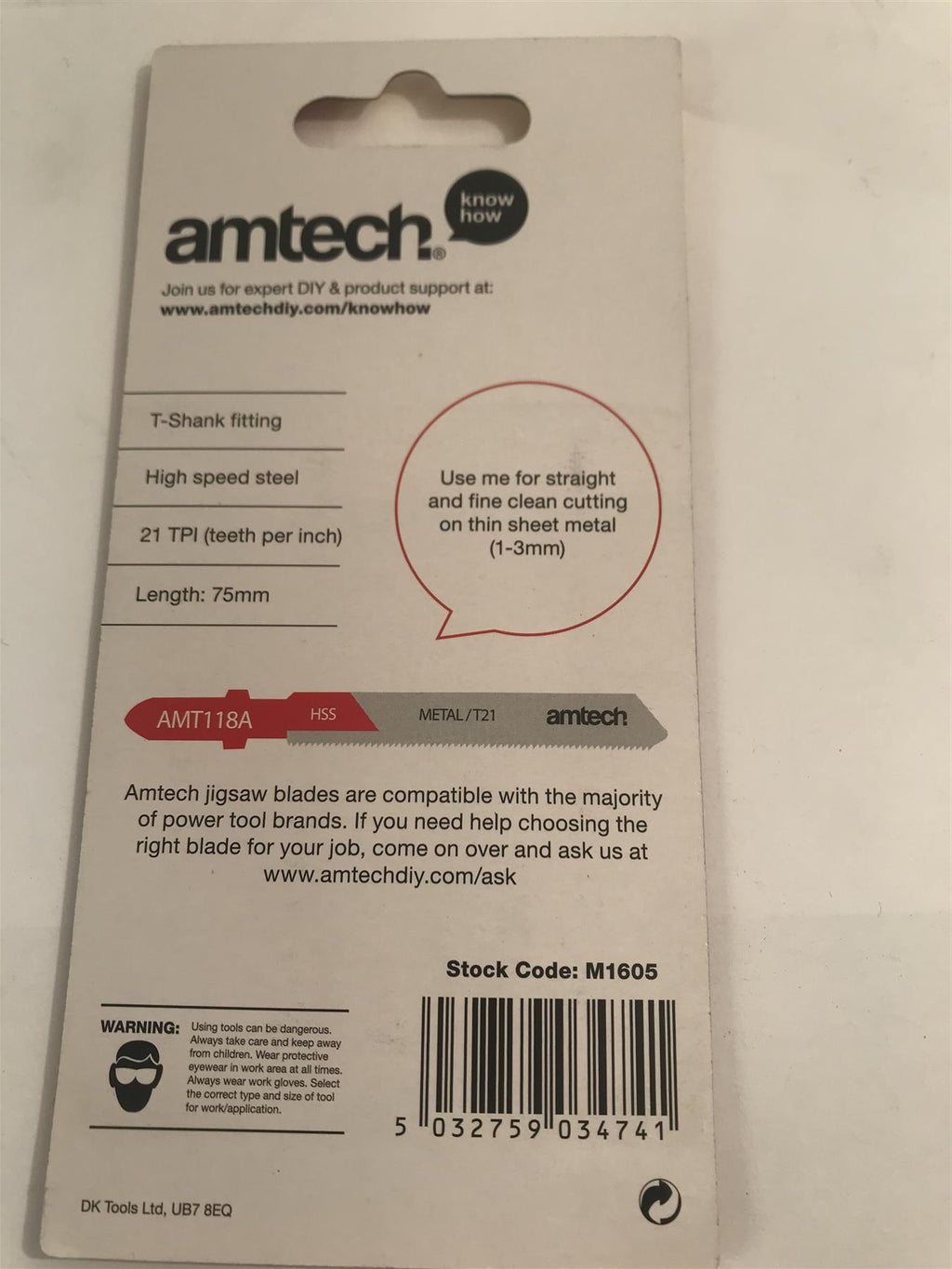 Amtech M1605 Metal Jigsaw Blade Set, 5-Piece