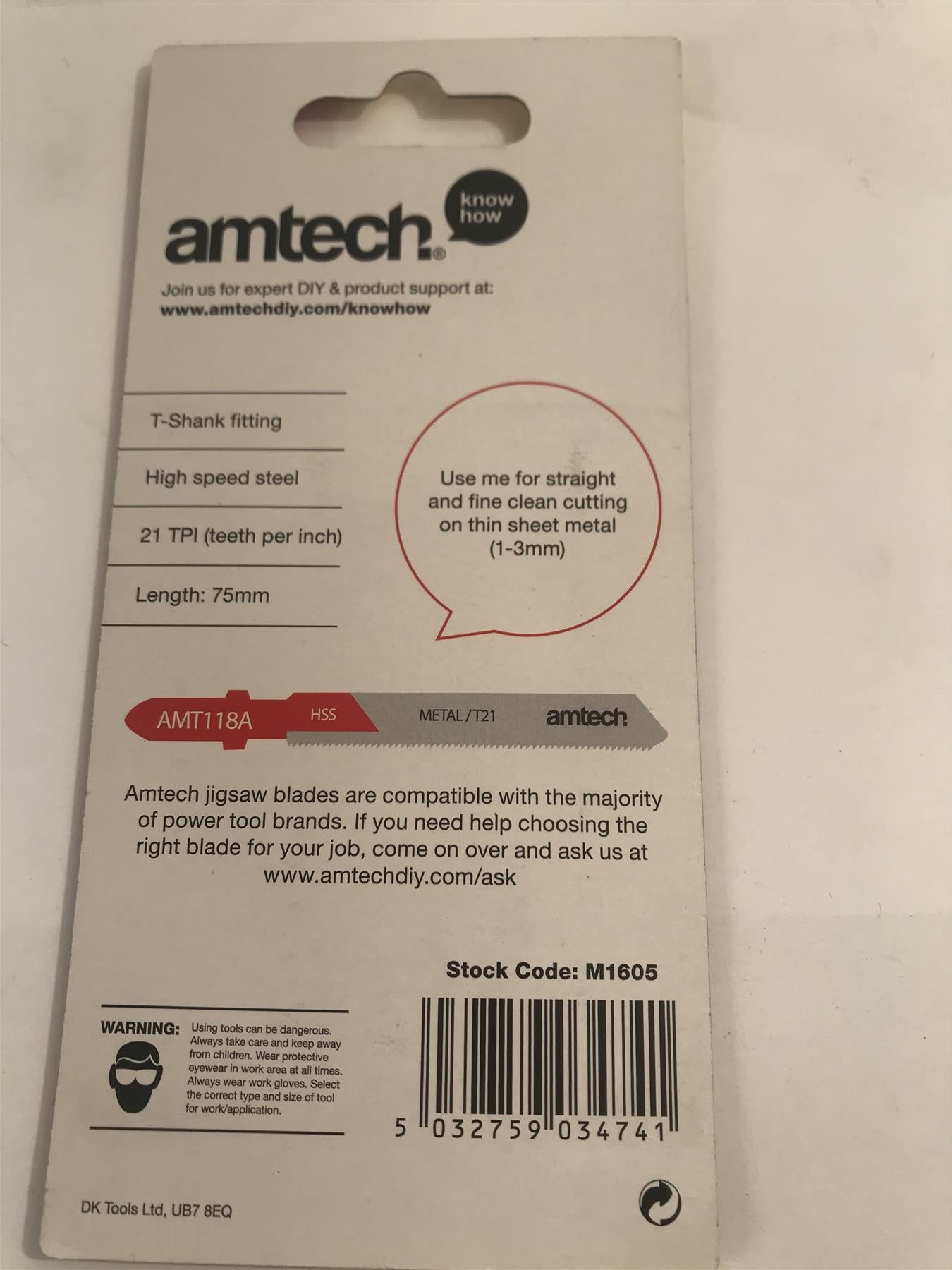 Amtech M1605 Metal Jigsaw Blade Set, 5-Piece