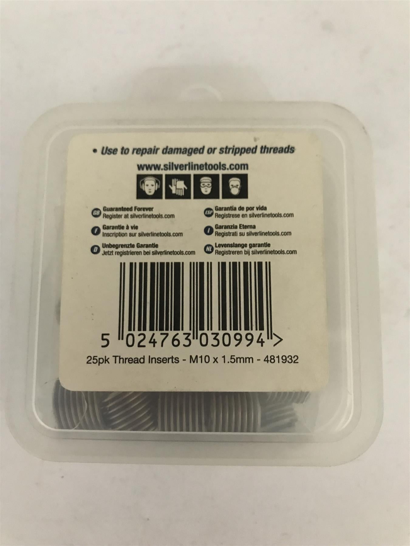 Silverline Thread Inserts M10 x 1.5mm (25 Pack)  481932