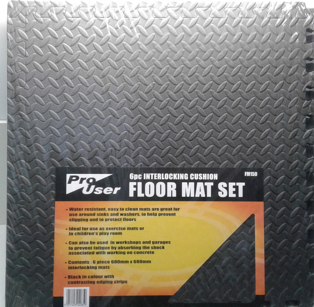 Pro User 6pc 600mm x 600mm  Interlocking Cushion Floor Mat Set