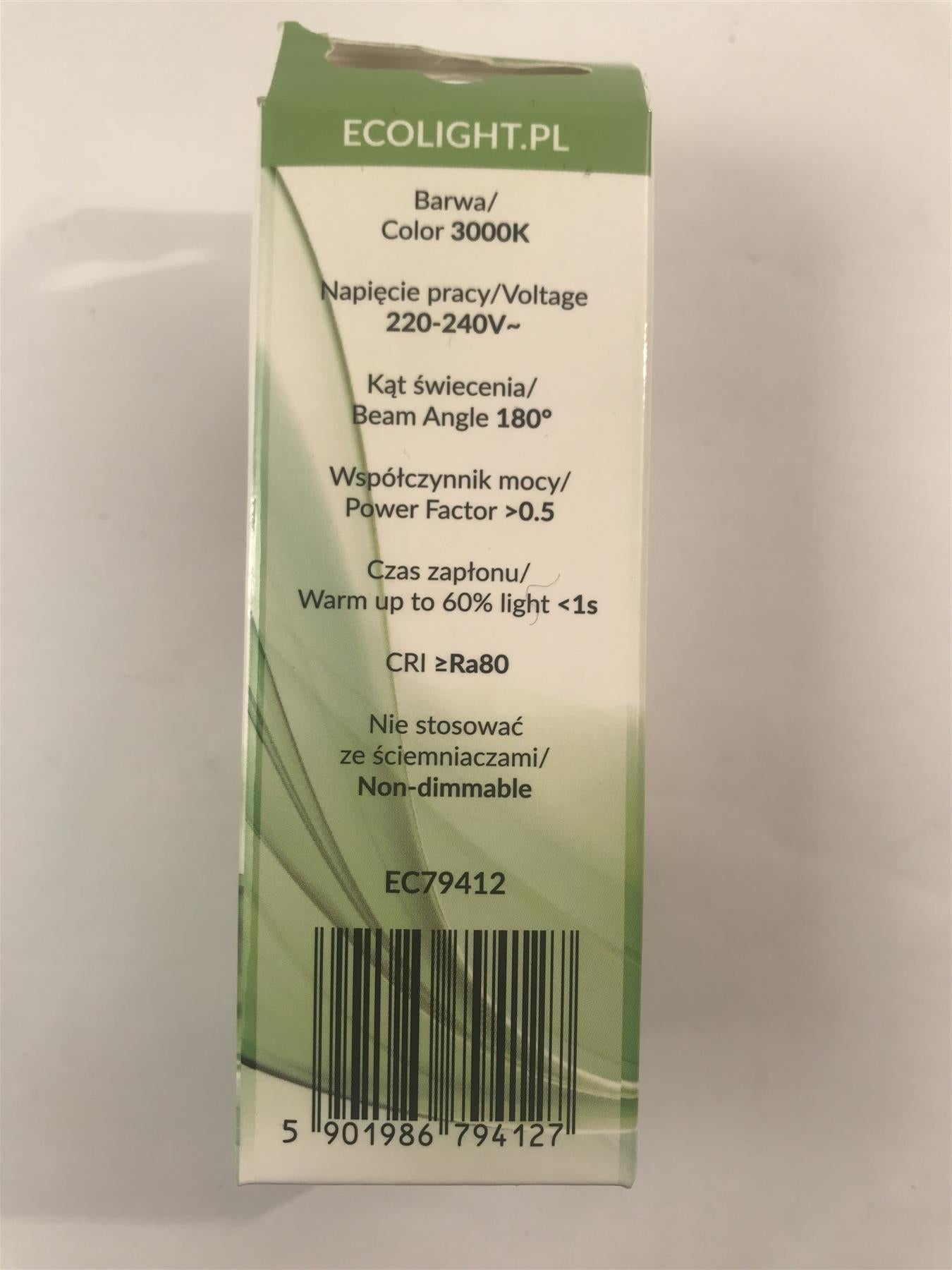 Ecolight 6W E27 ES 3000K 470lm LED Candle Light Bulb EC79412 Warm White