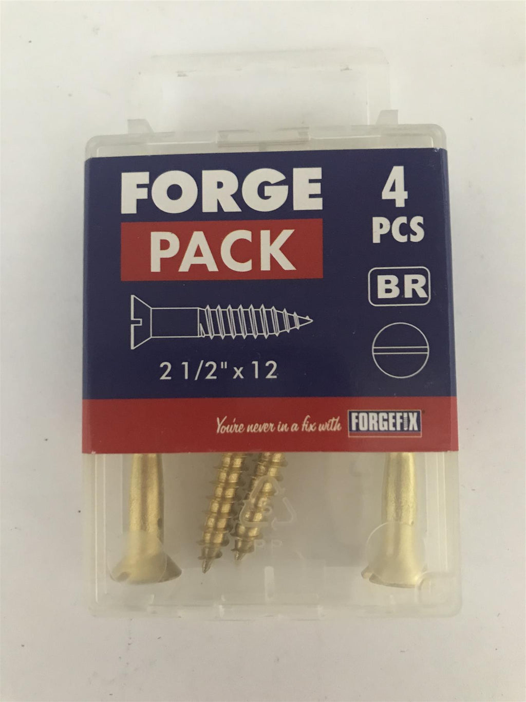 Forgefix Wood Screw Slotted CSK Brass 2.1/2″ x 12   FPCSK21212BRPack 4