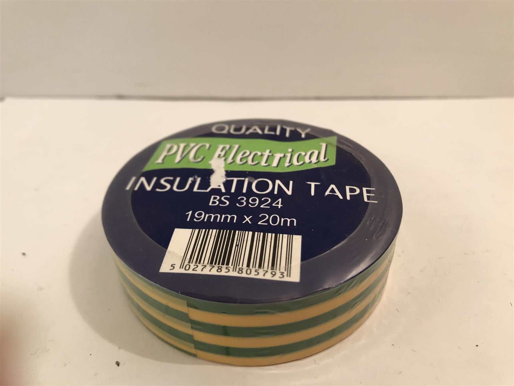 Quality Green/Yellow PVC Electrical Insulation Tape 19mm x 20m  BS3924